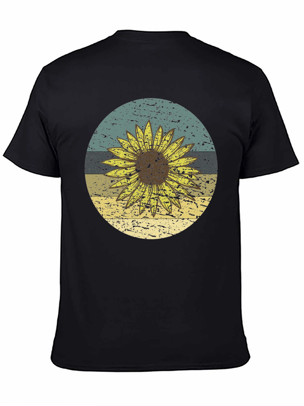 Retro Sunflower Graphic Tee - Black