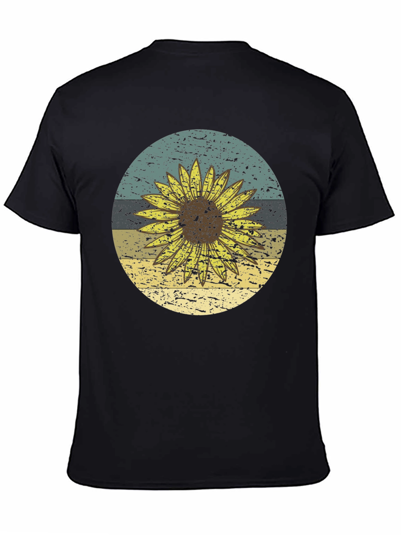 Retro Sunflower Graphic Tee - Black