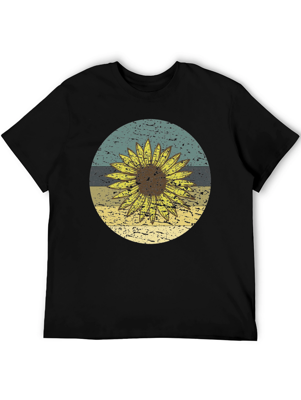 Retro Sunflower Graphic Tee - Black