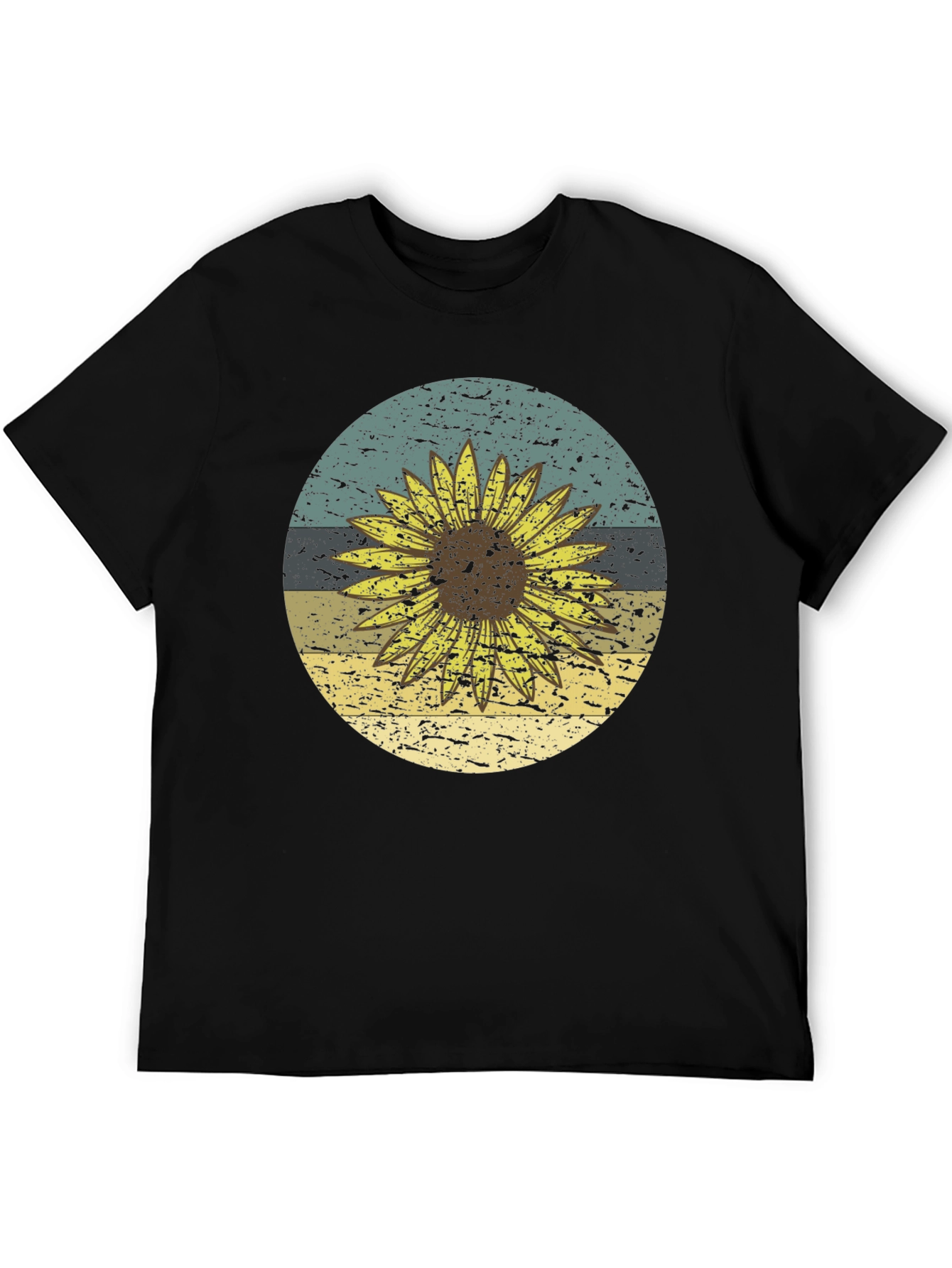 Retro Sunflower Graphic Tee - Black