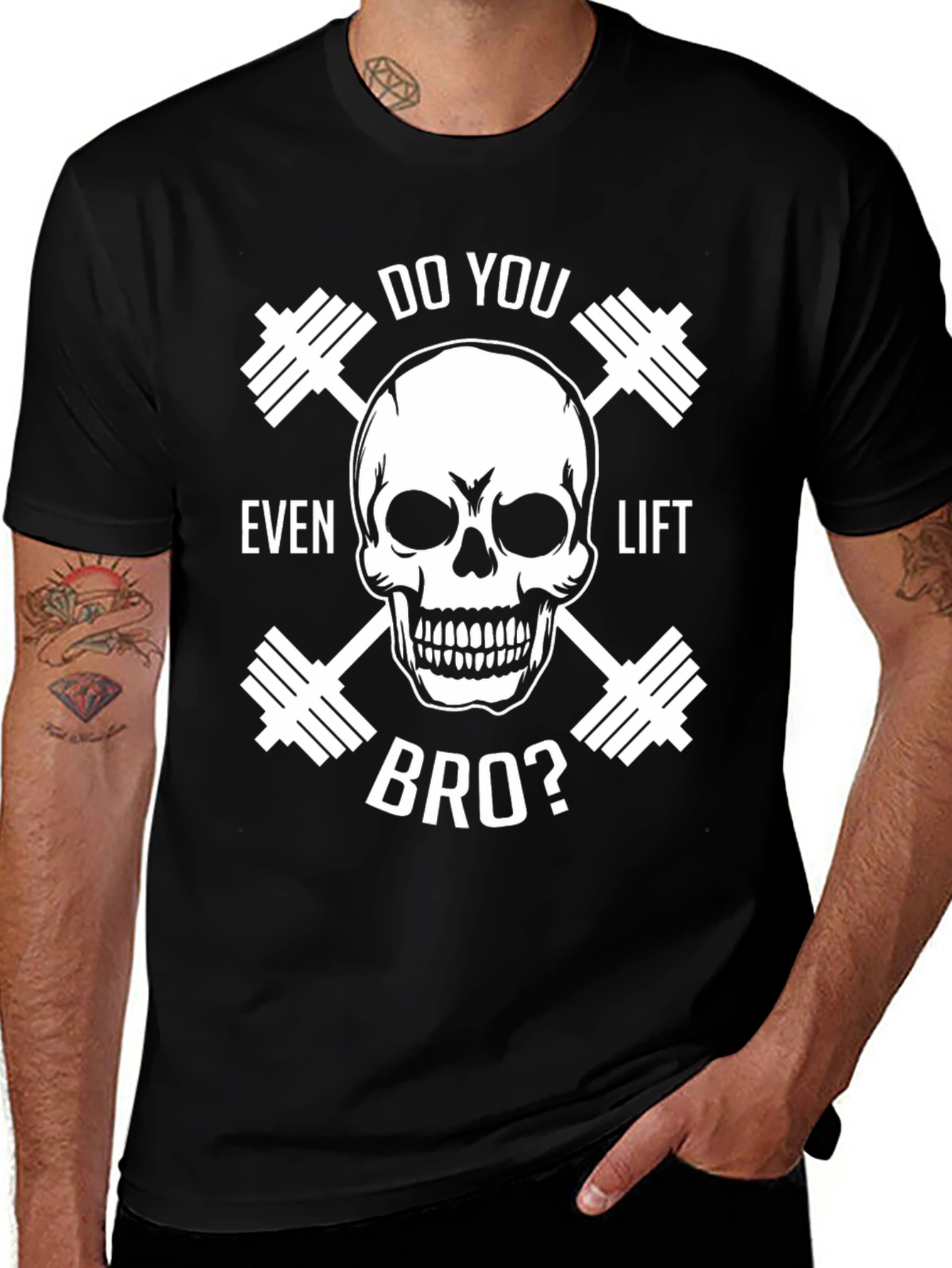 Do You Even Lift Bro T-Shirt Skull Gym Workout Tee