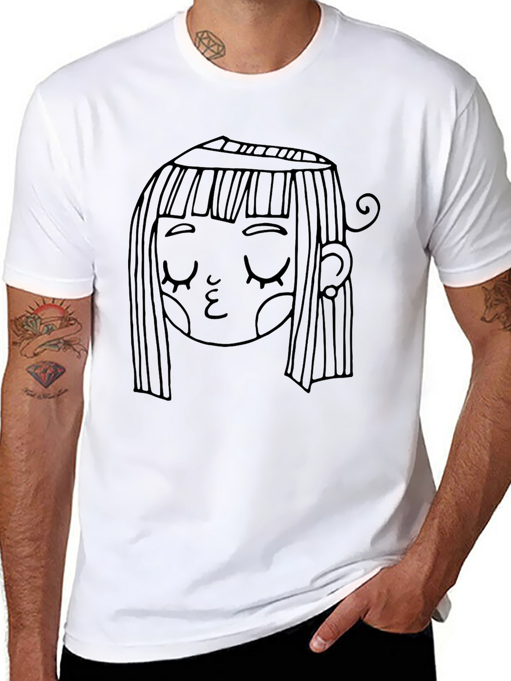 Whimsical Girl Graphic Black T-Shirt