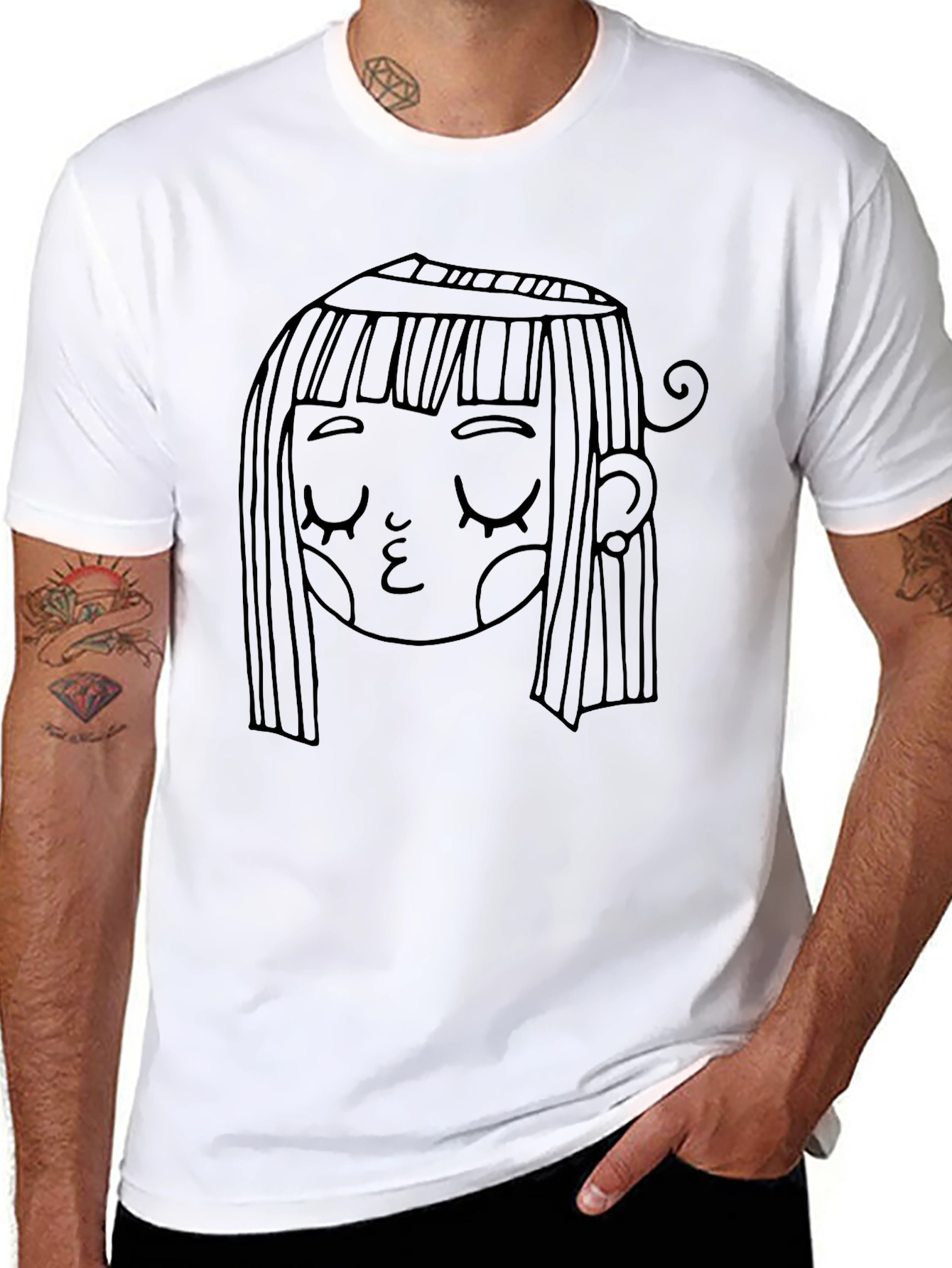 Whimsical Girl Graphic Black T-Shirt