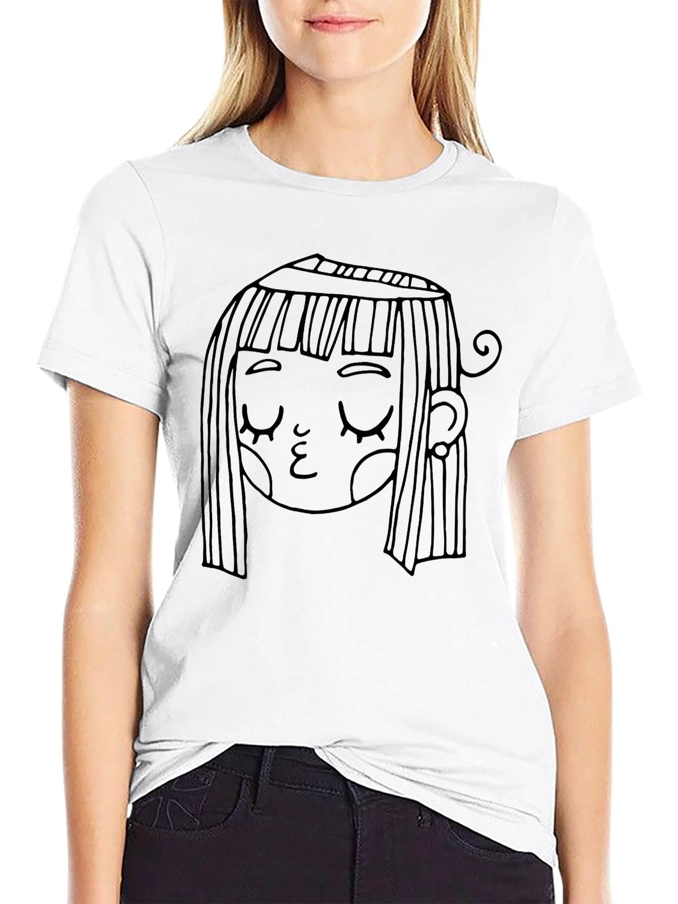 Whimsical Girl Graphic Black T-Shirt