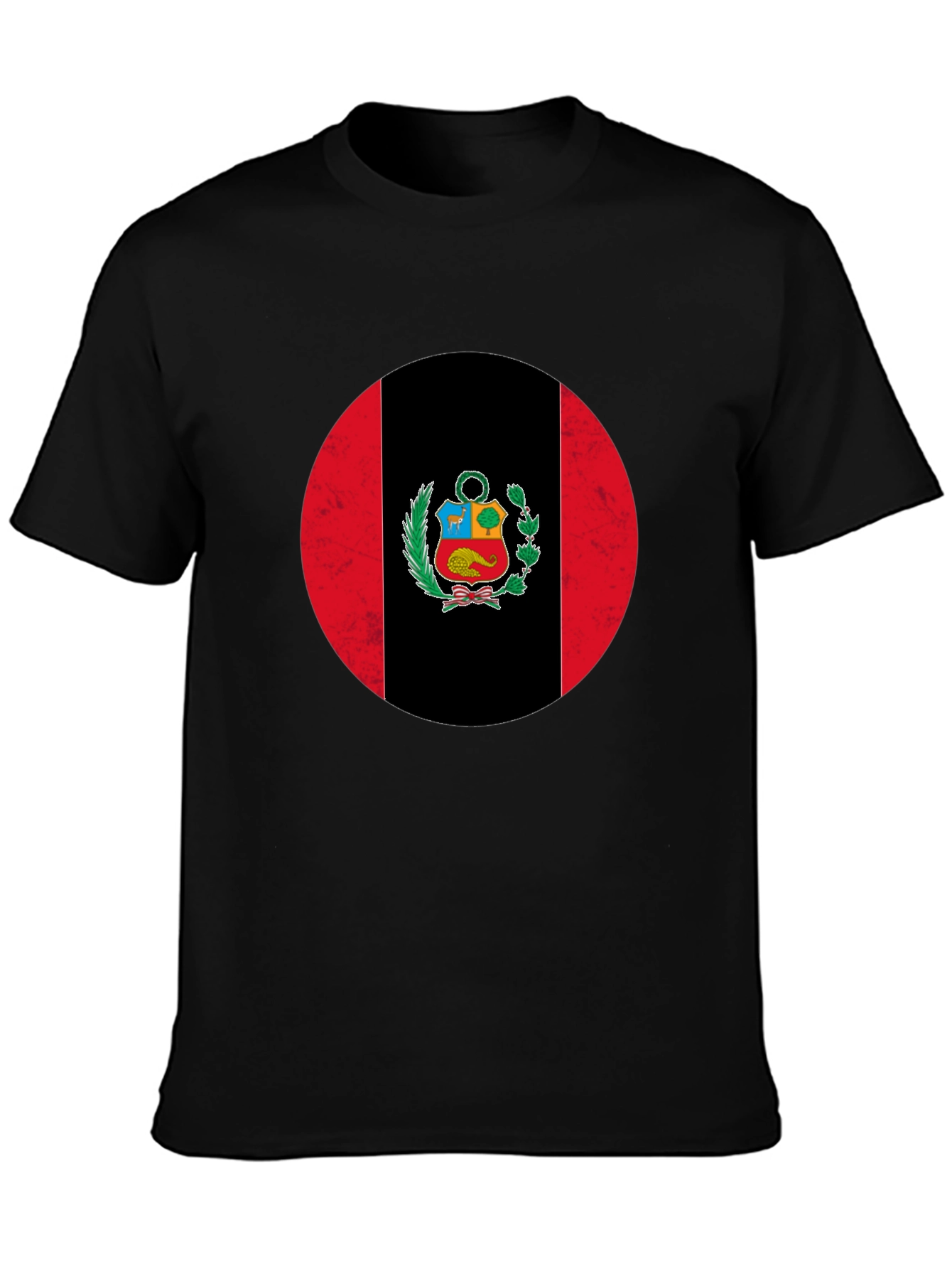 Peru Flag Graphic Print Crew Neck T-Shirt