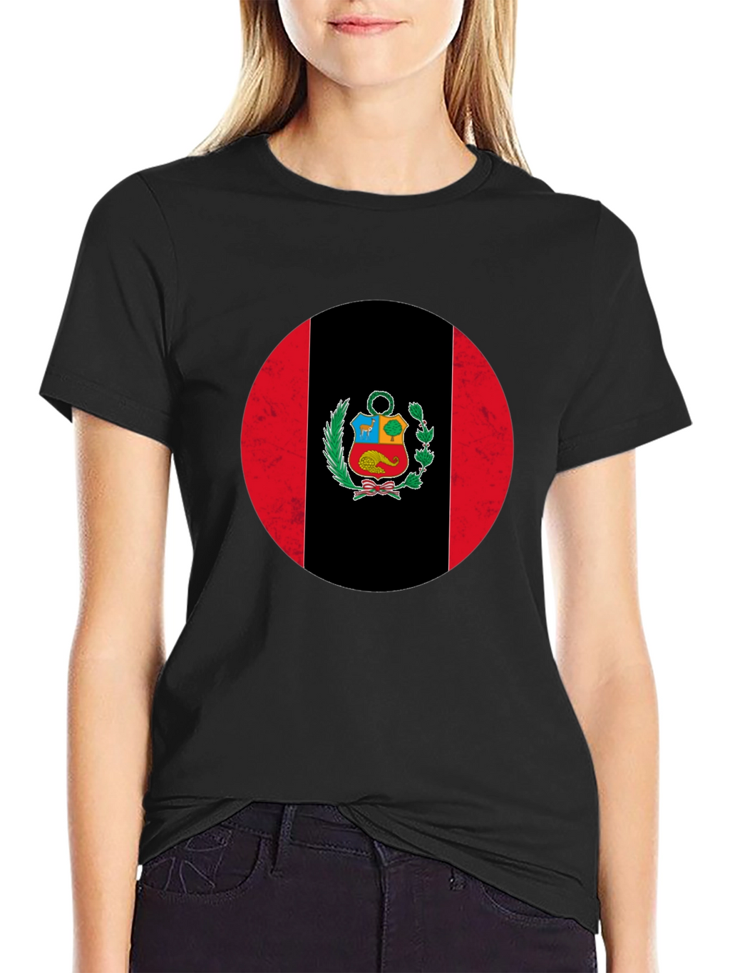Peru Flag Graphic Print Crew Neck T-Shirt