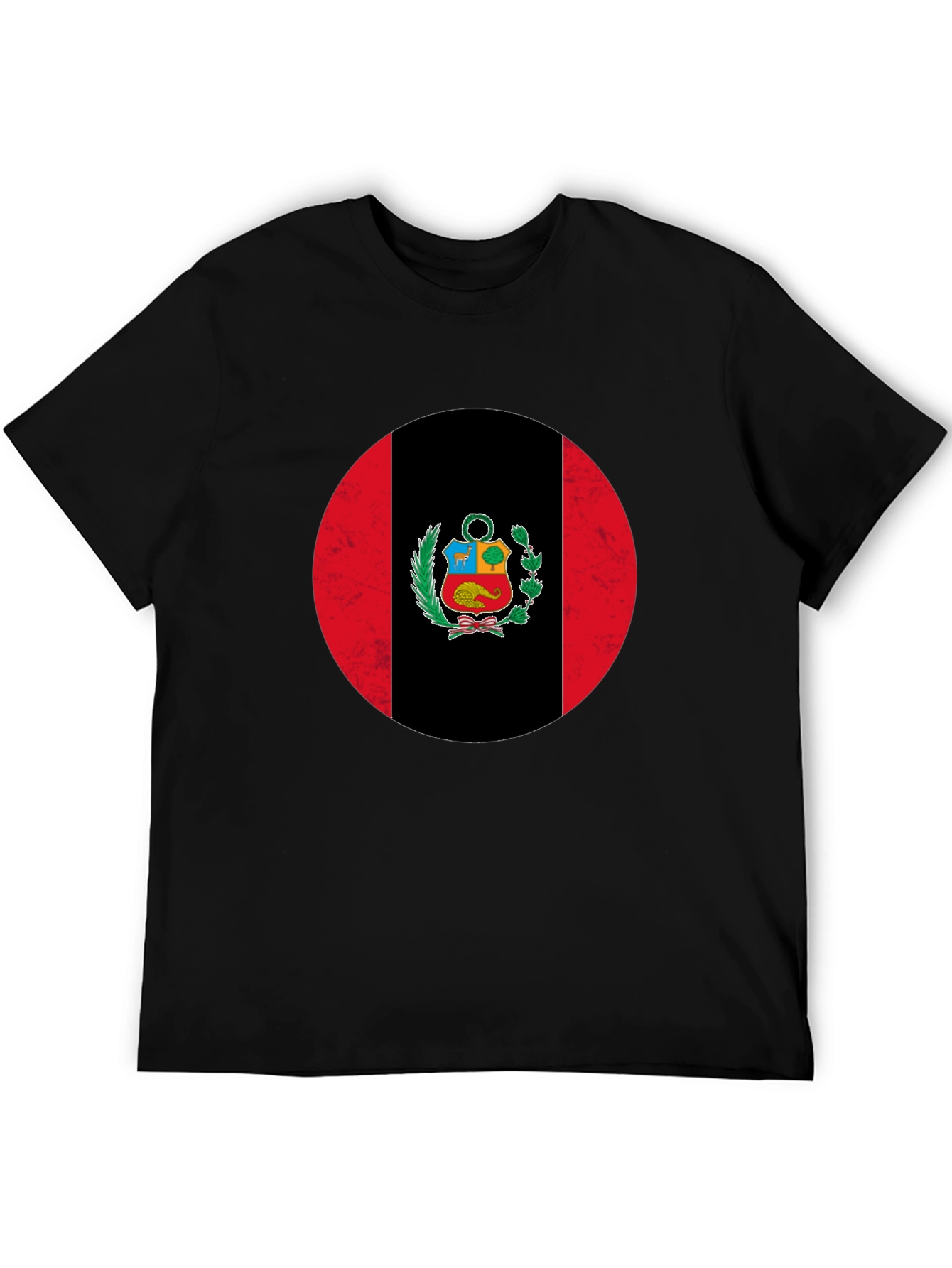Peru Flag Graphic Print Crew Neck T-Shirt