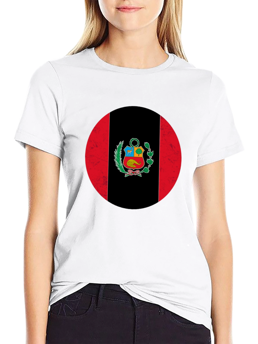 Peru Flag Graphic Print Crew Neck T-Shirt