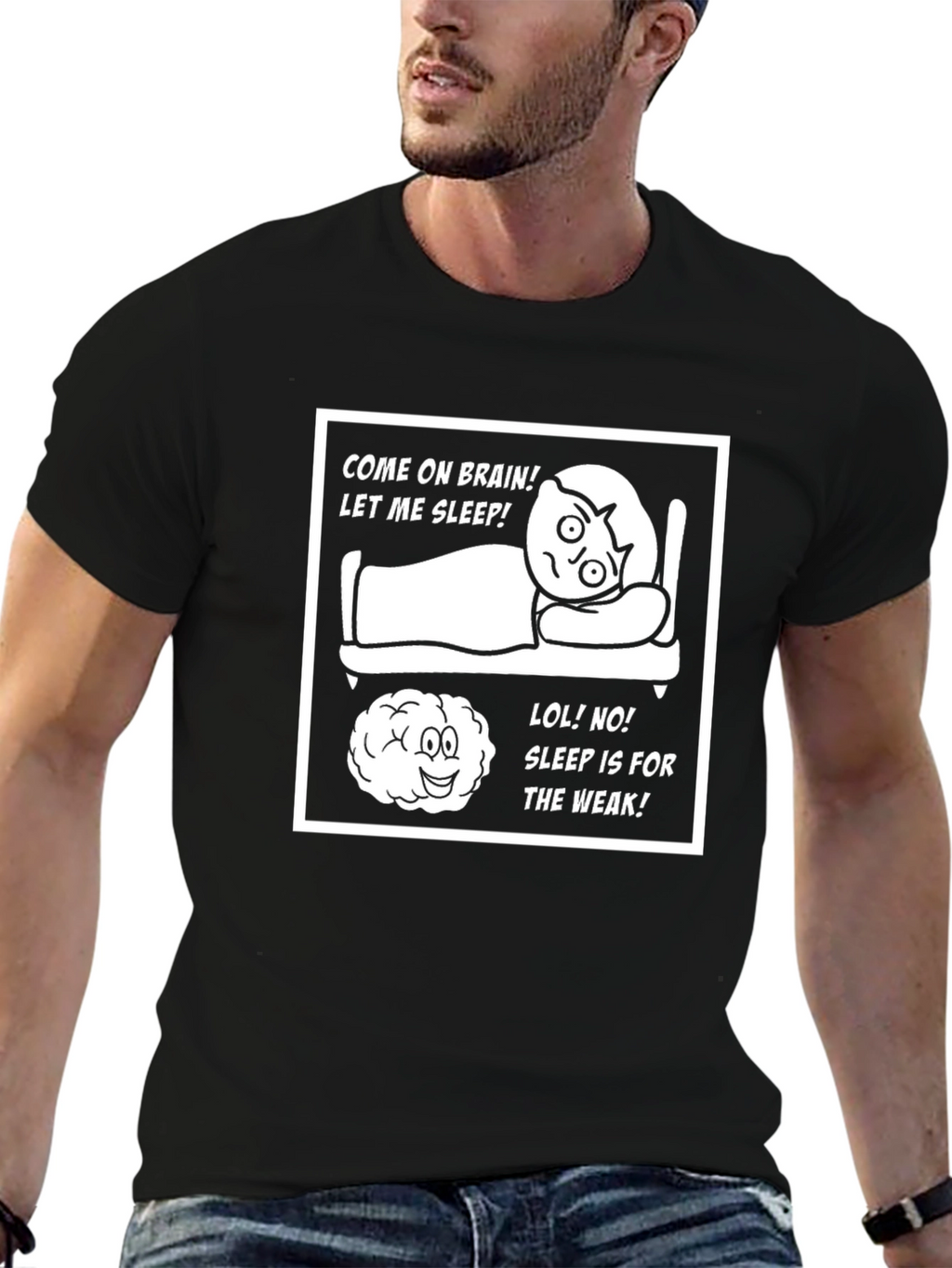 Funny Brain vs Sleep Graphic Tee