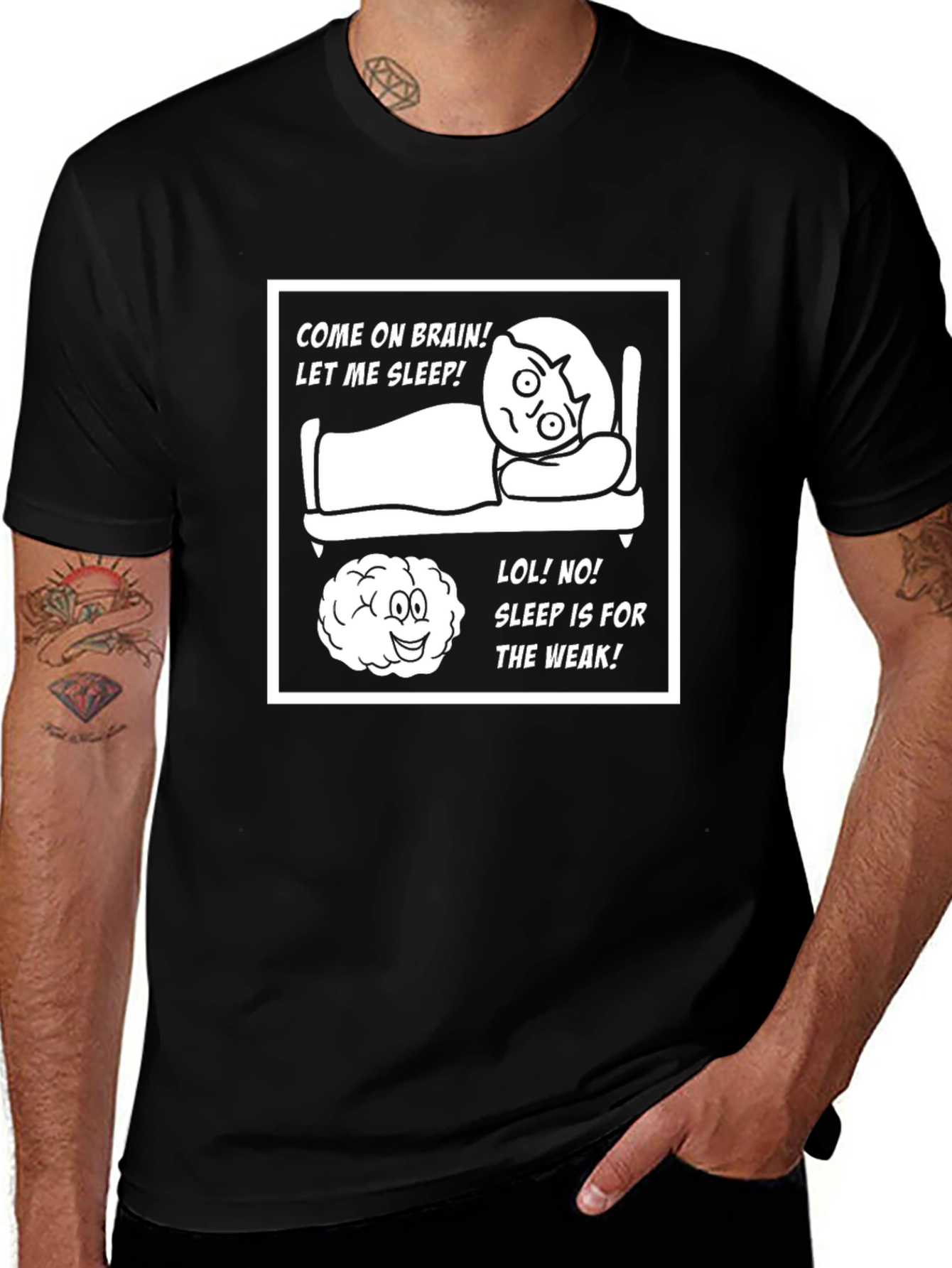 Funny Brain vs Sleep Graphic Tee