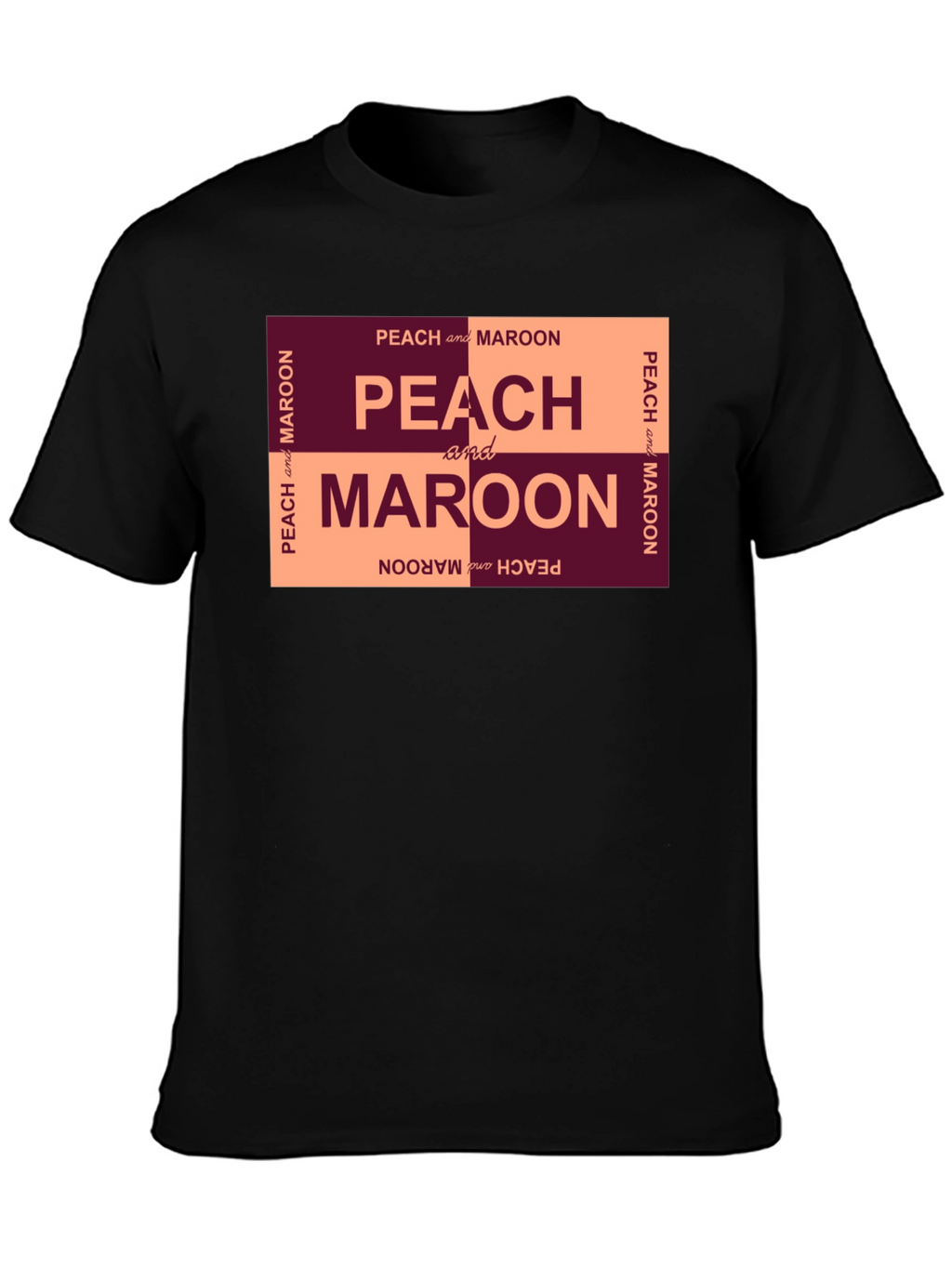 Peach and Maroon Graphic T-Shirt