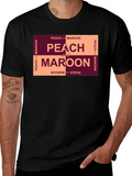 Peach and Maroon Graphic T-Shirt