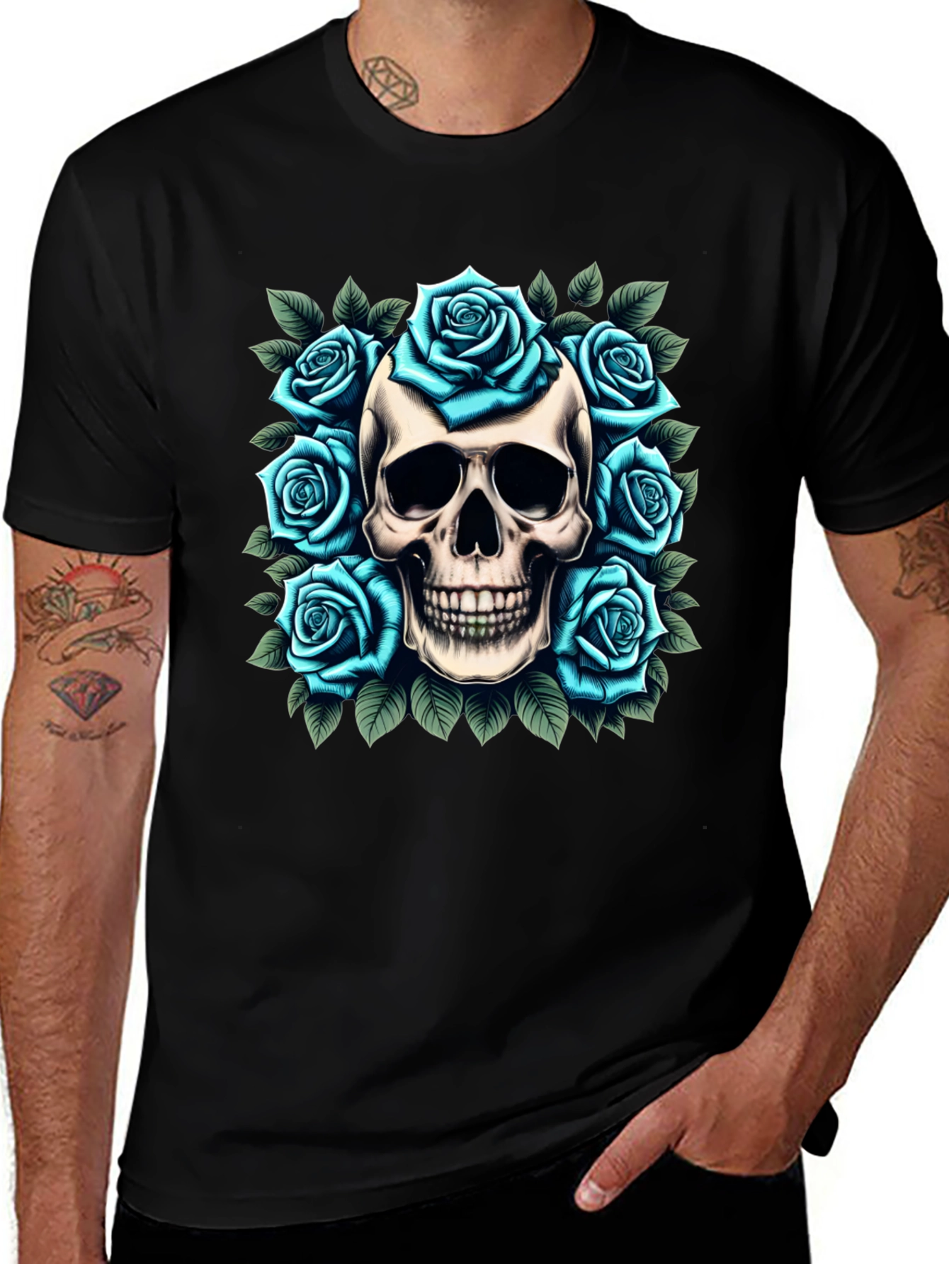 Skull & Roses Graphic Tee - Unique Design