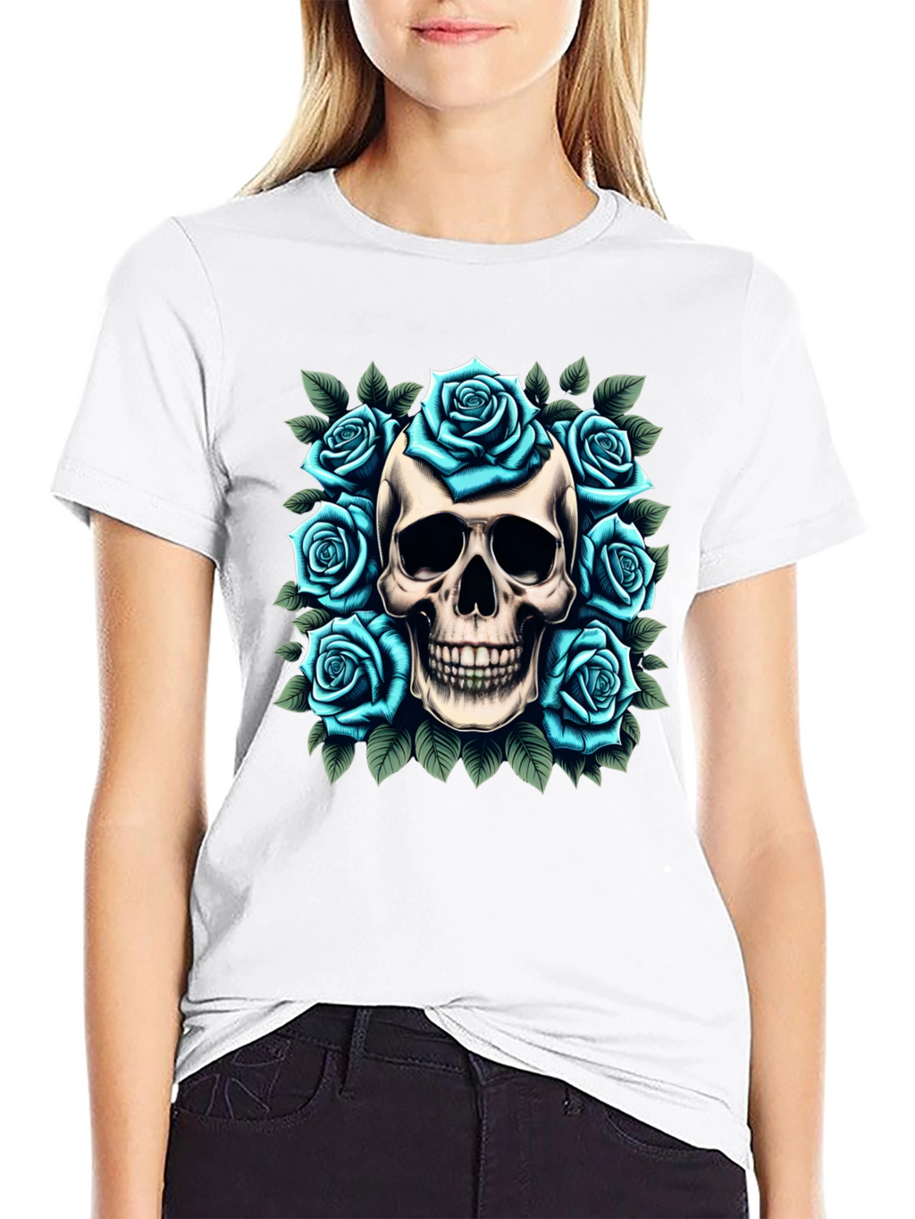 Skull & Roses Graphic Tee - Unique Design