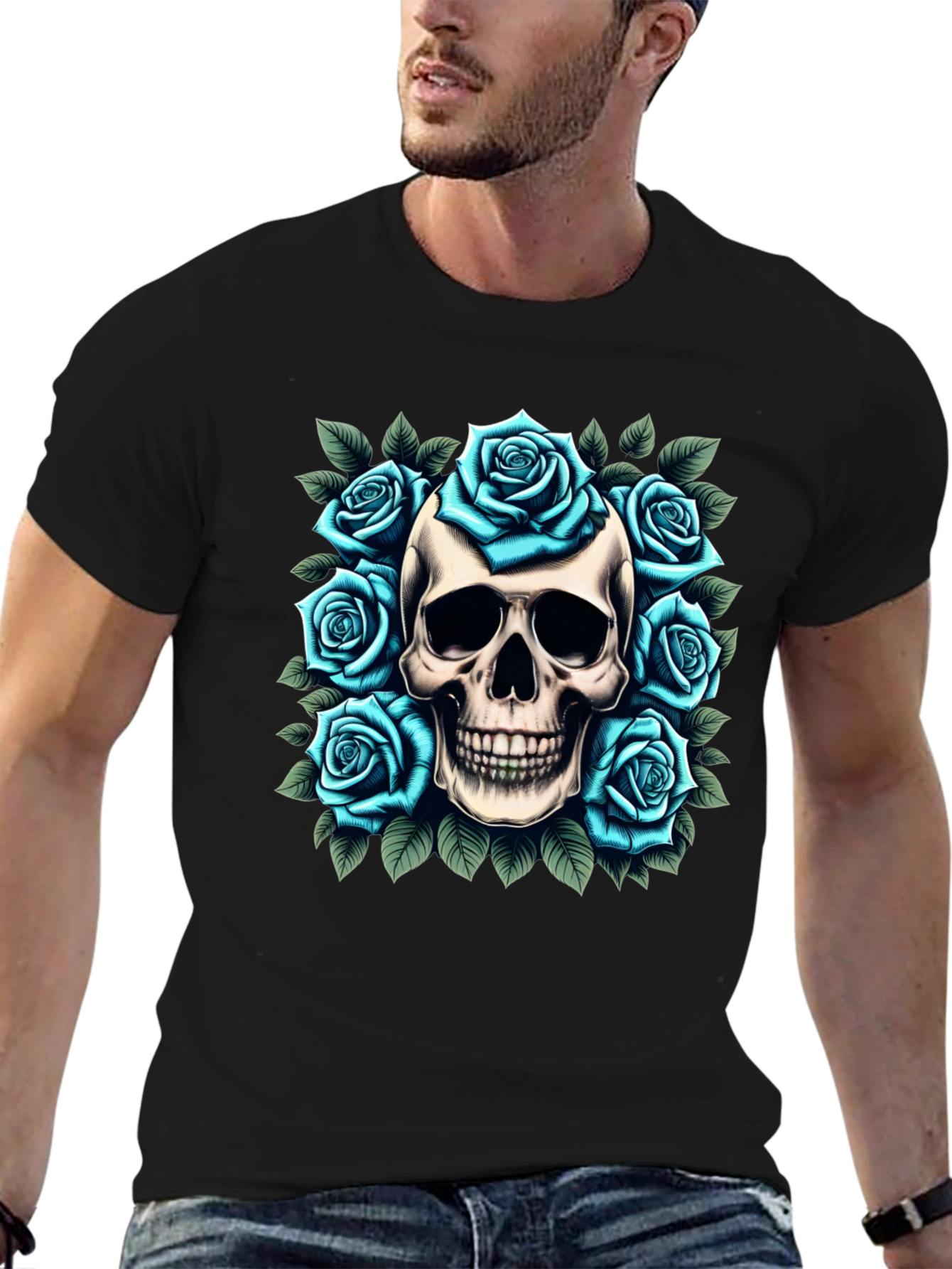 Skull & Roses Graphic Tee - Unique Design