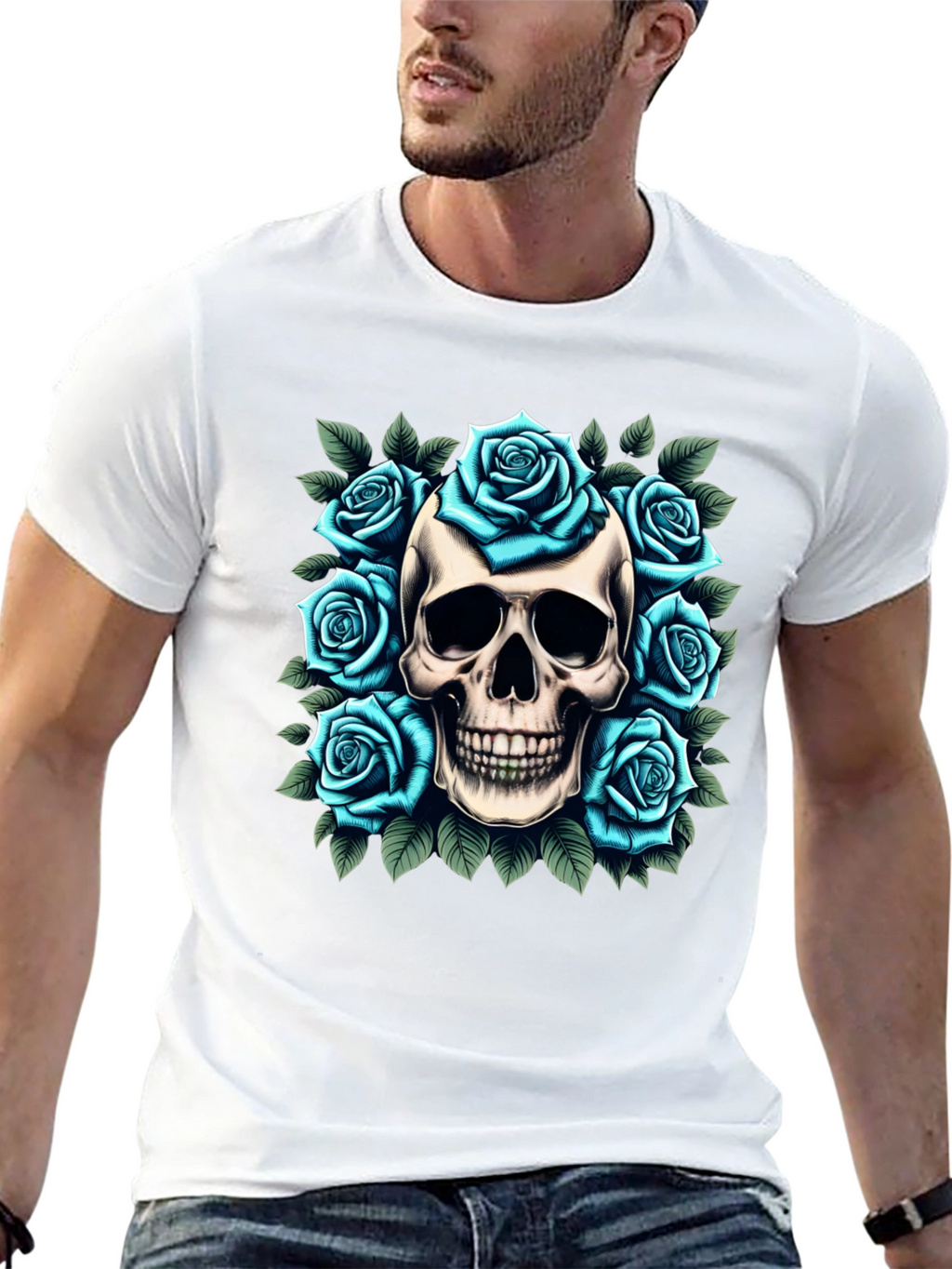 Skull & Roses Graphic Tee - Unique Design