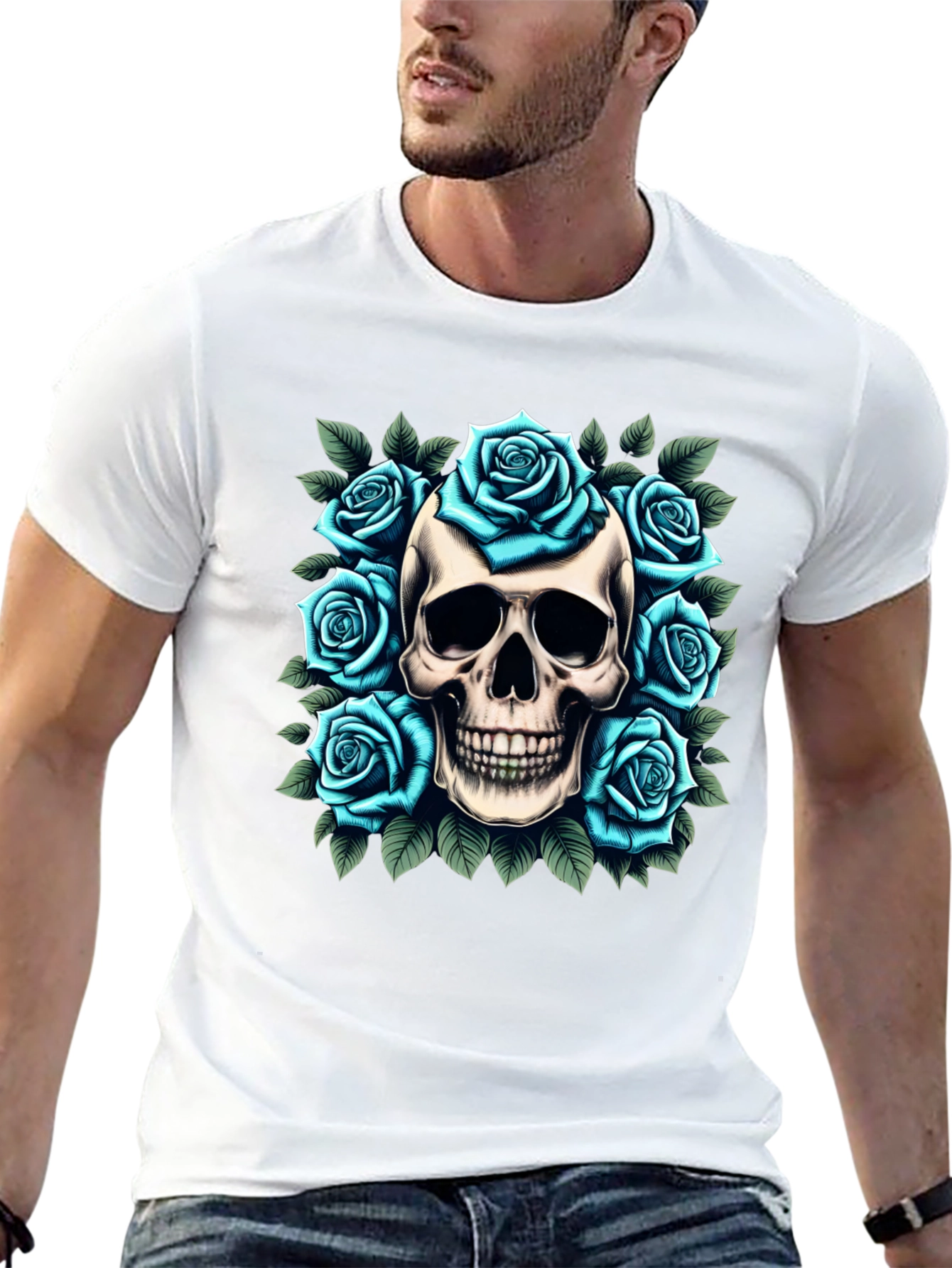 Skull & Roses Graphic Tee - Unique Design