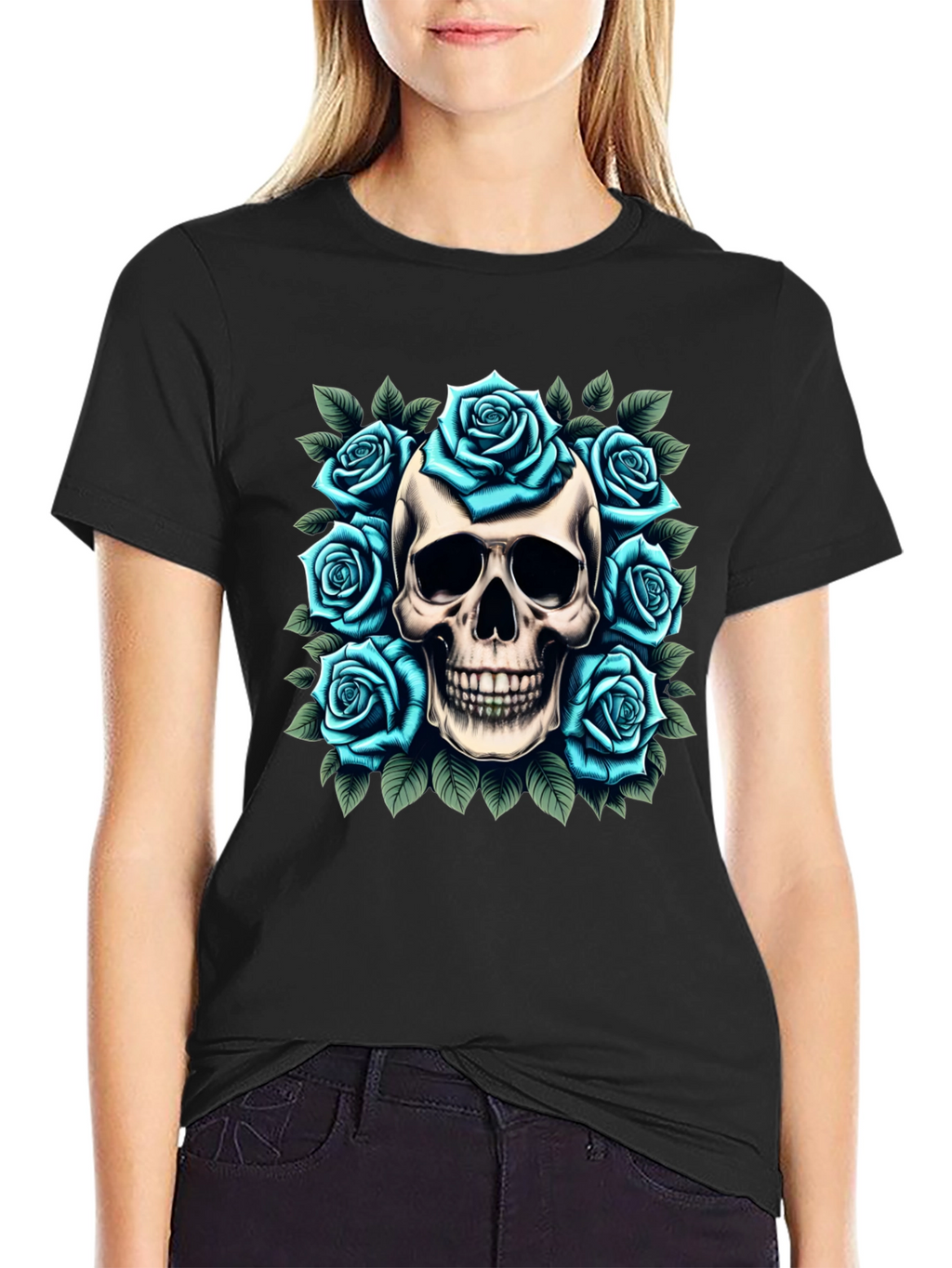 Skull & Roses Graphic Tee - Unique Design