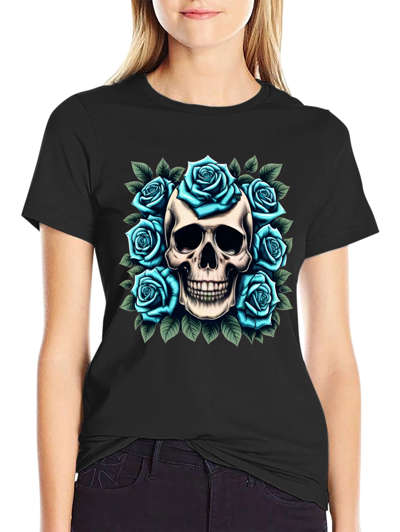 Skull & Roses Graphic Tee - Unique Design