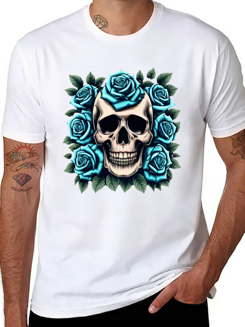 Skull & Roses Graphic Tee - Unique Design