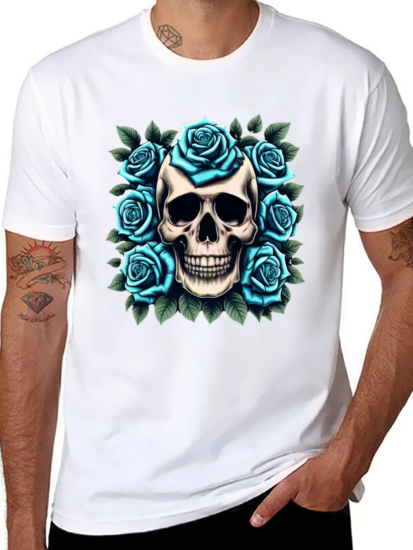 Skull & Roses Graphic Tee - Unique Design