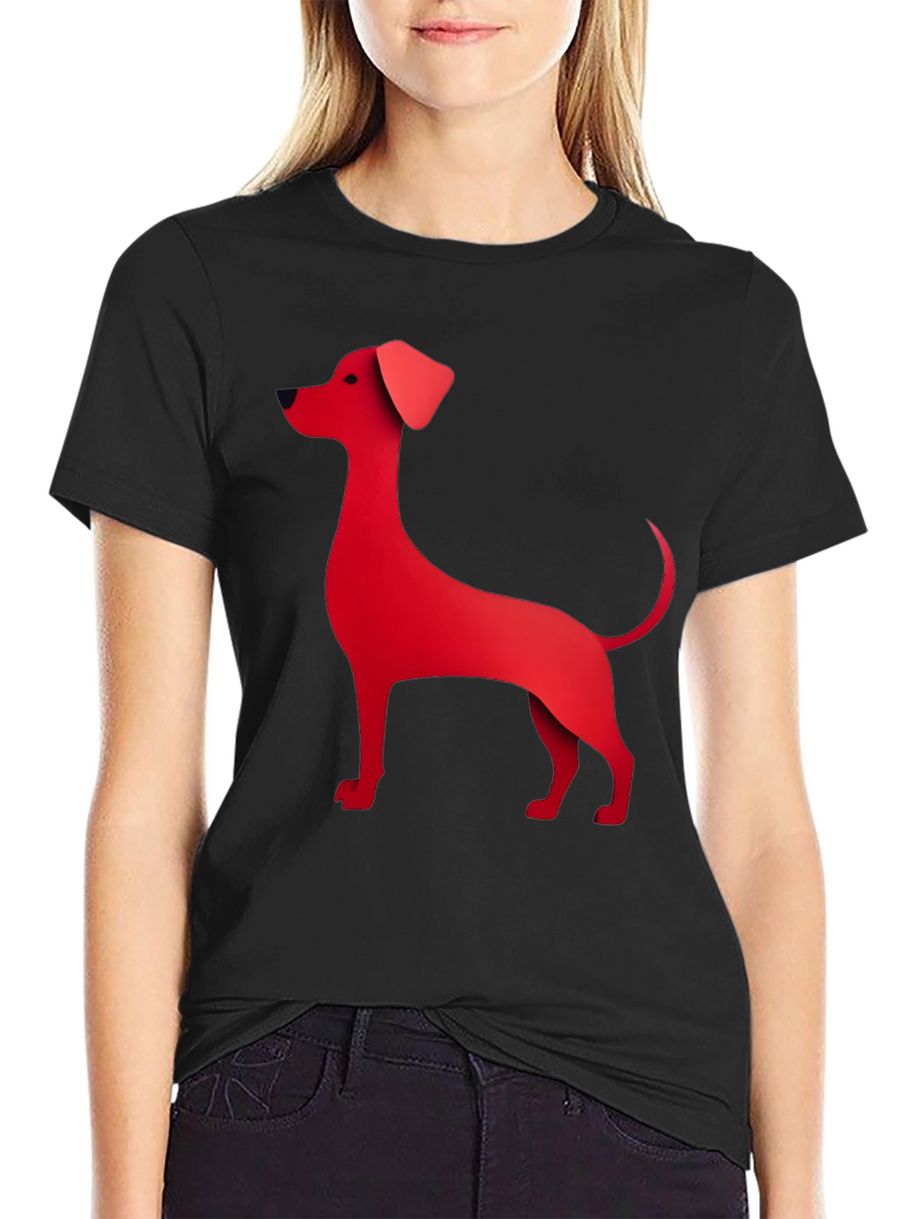 Red Dog Graphic Tee - Black Cotton Blend T-Shirt