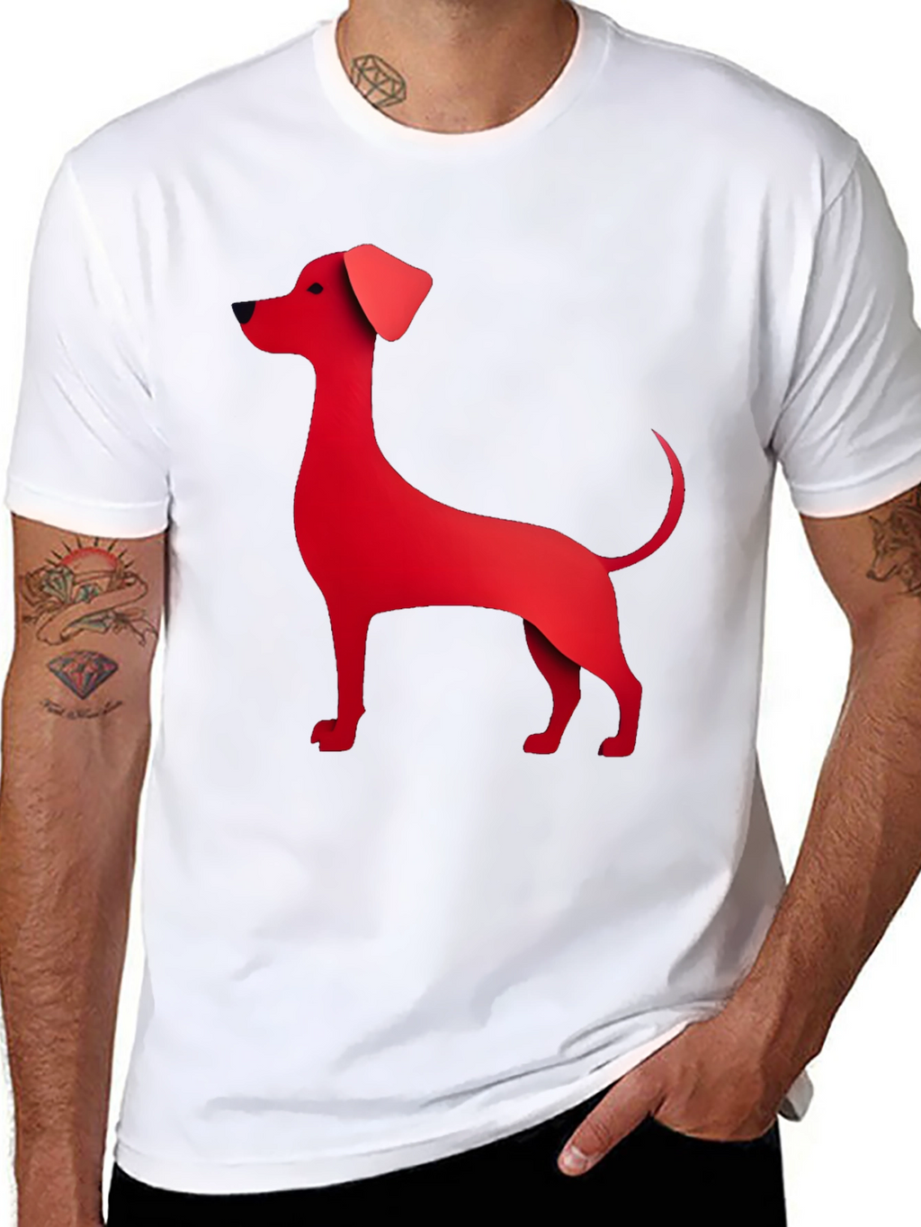 Red Dog Graphic Tee - Black Cotton Blend T-Shirt