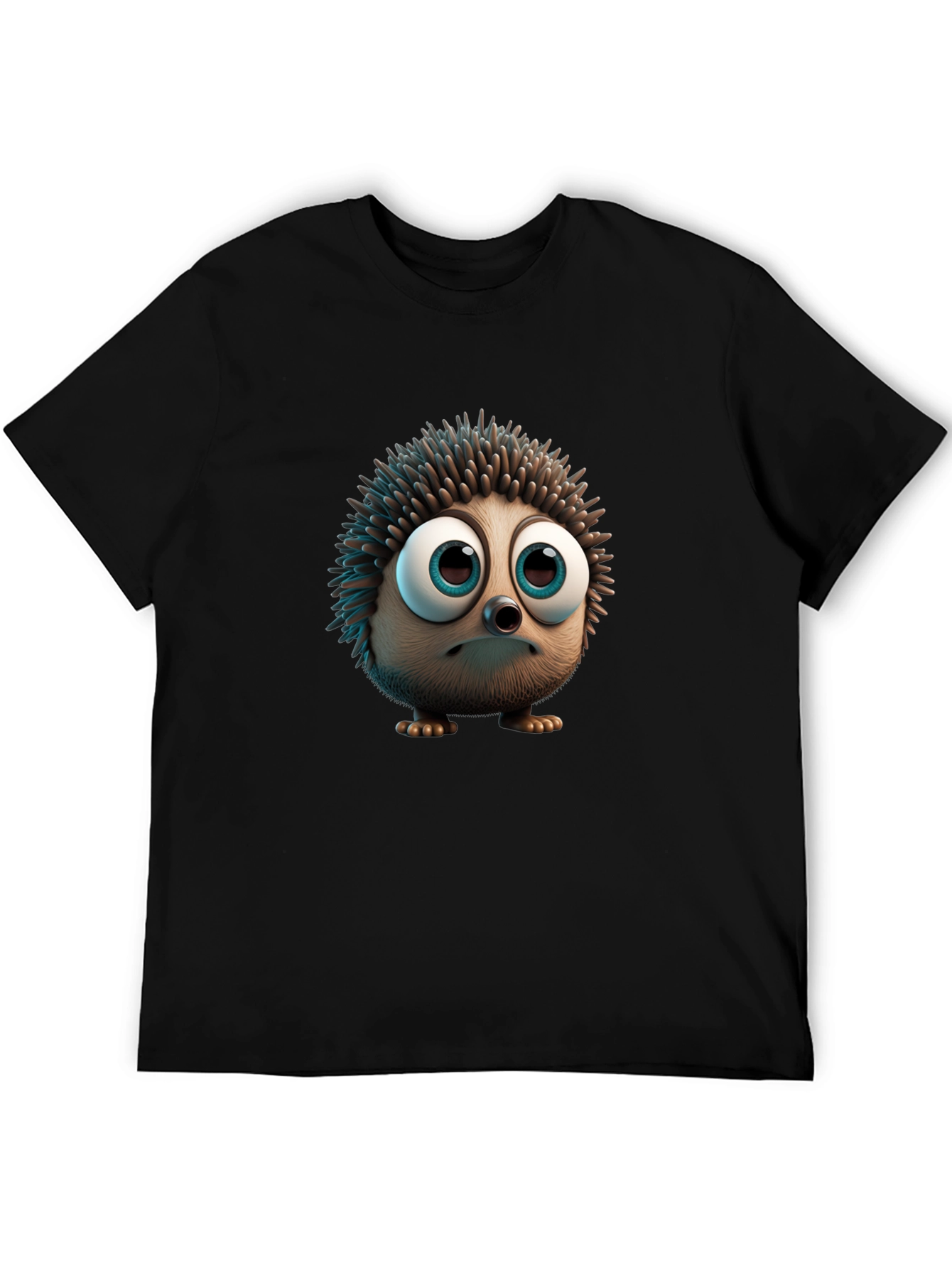 Cute Hedgehog Graphic Tee - Soft Black Cotton