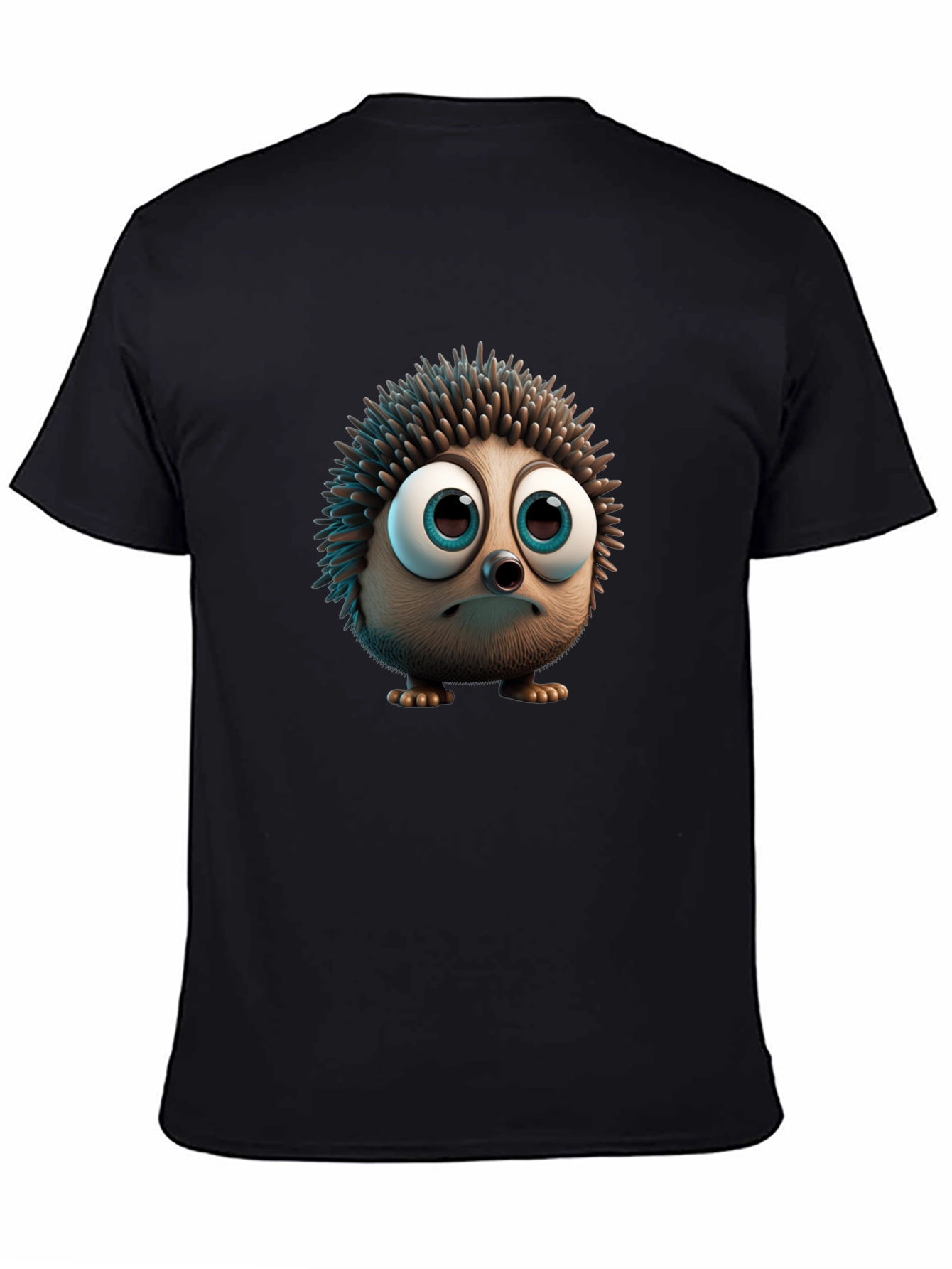Cute Hedgehog Graphic Tee - Soft Black Cotton