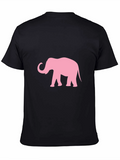 Pink Elephant Graphic Black T-Shirt