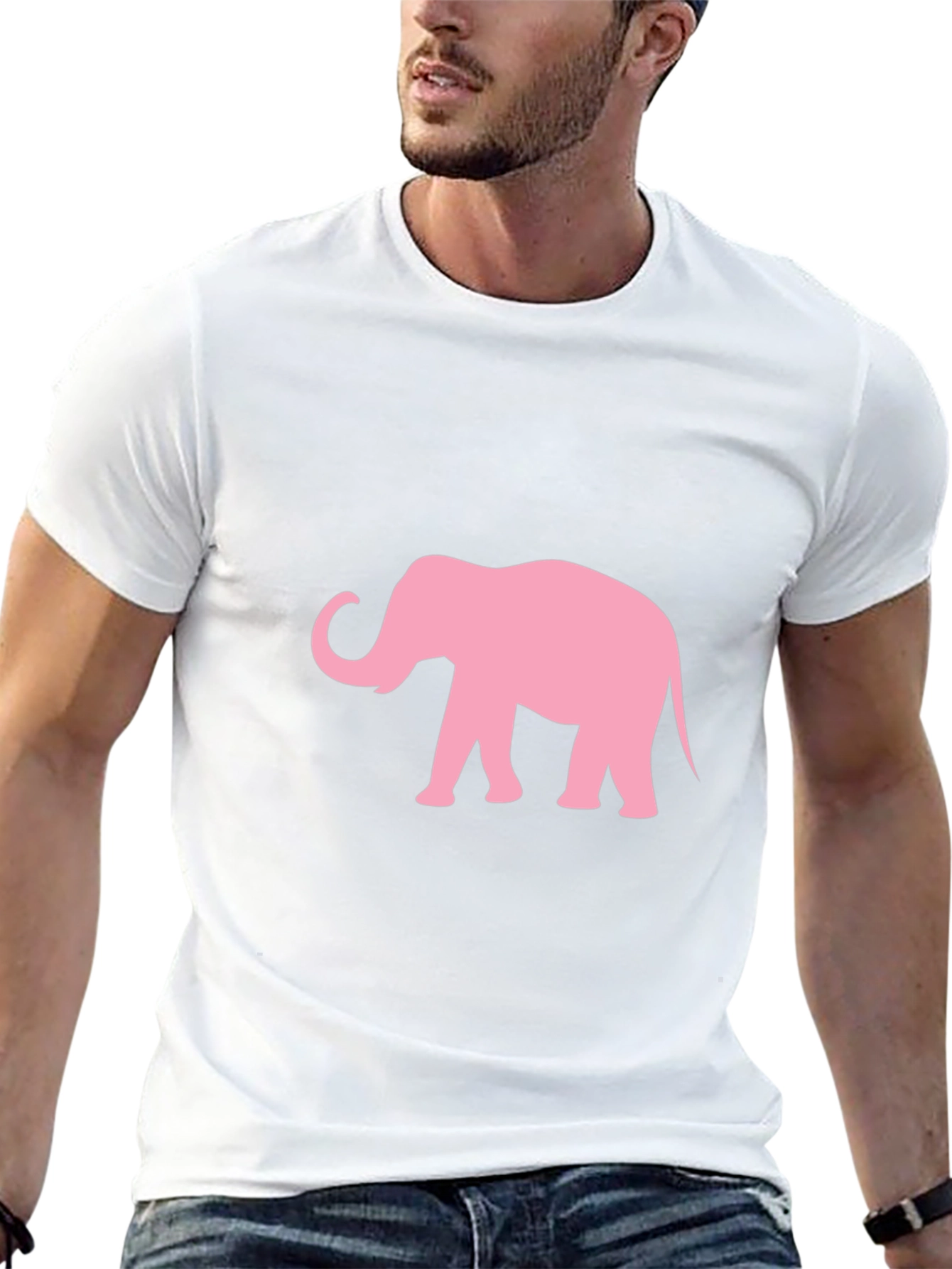 Pink Elephant Graphic Black T-Shirt