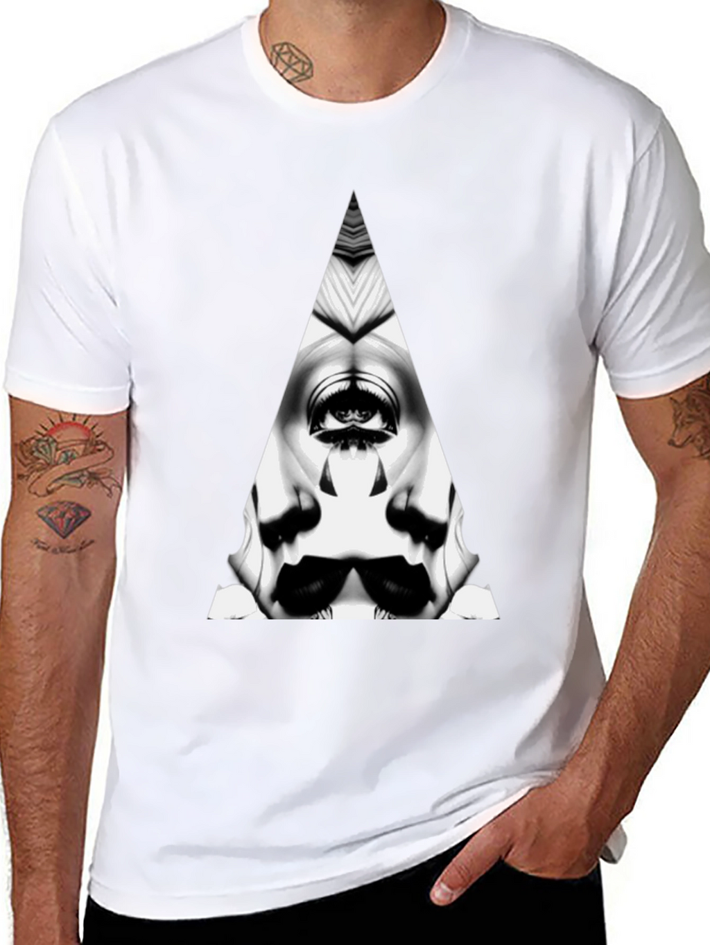 Abstract Triangle Graphic Tee - Mens Black T-Shirt
