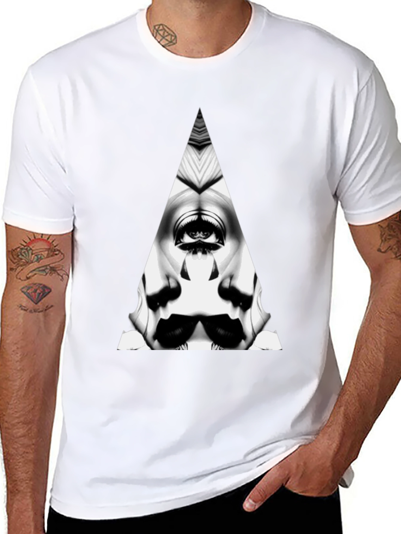 Abstract Triangle Graphic Tee - Mens Black T-Shirt