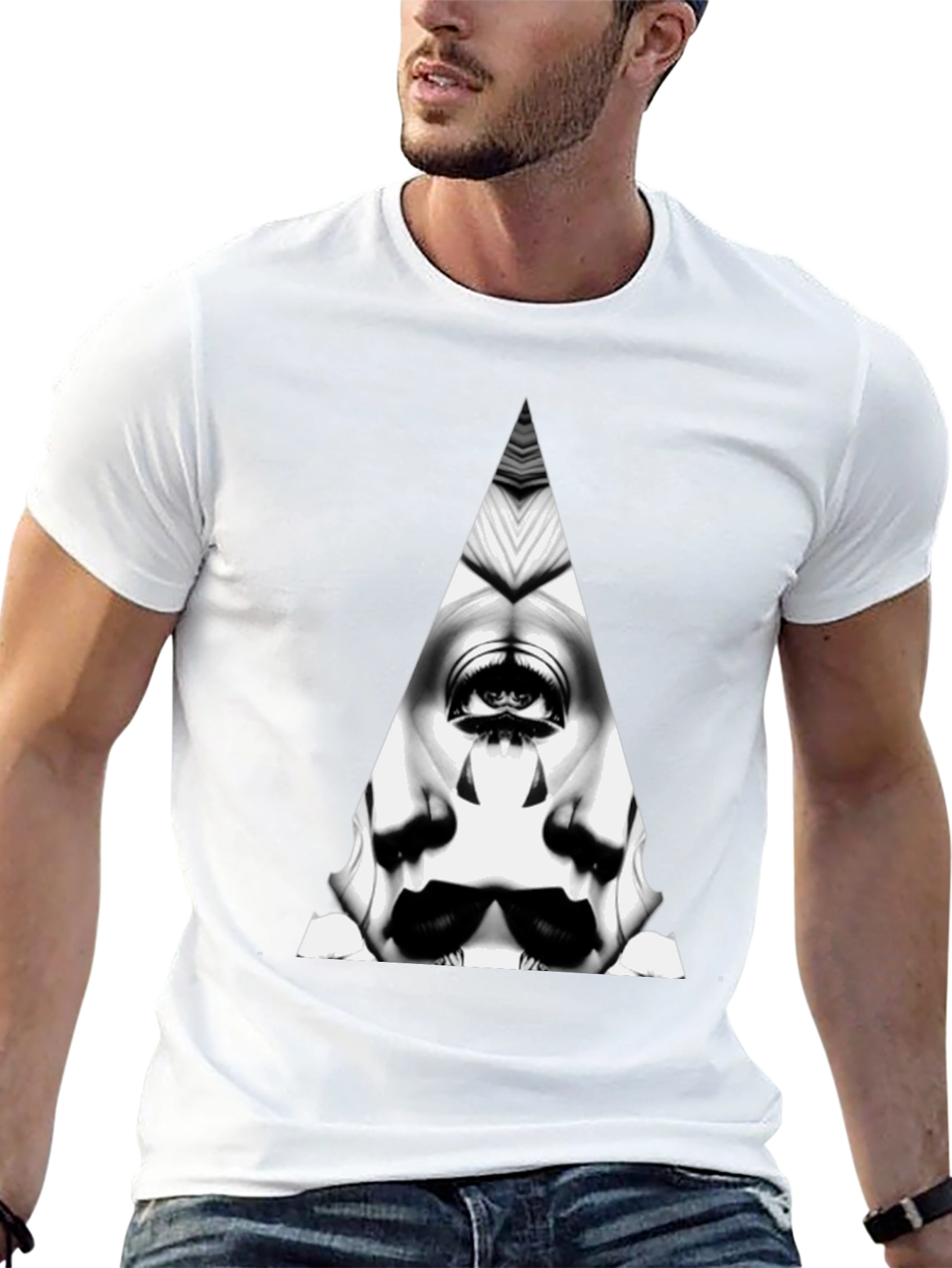 Abstract Triangle Graphic Tee - Mens Black T-Shirt