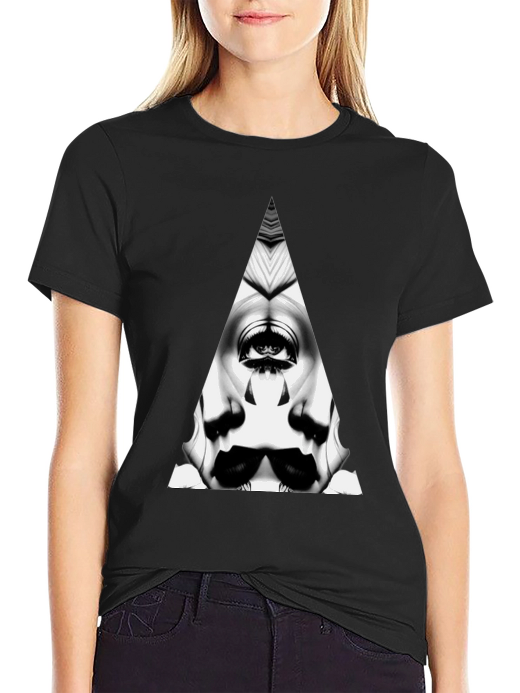 Abstract Triangle Graphic Tee - Mens Black T-Shirt