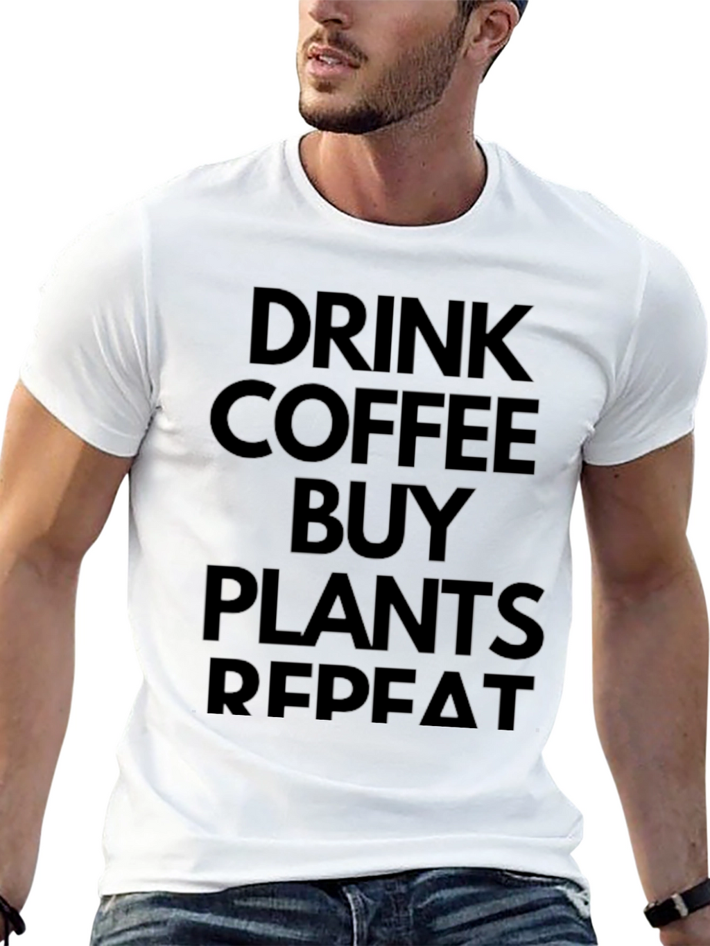 Drink Coffee Buy Plants Repeat Black T-Shirt