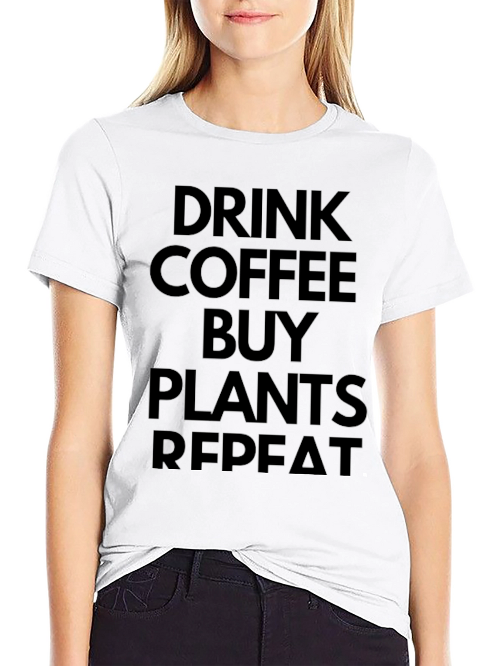 Drink Coffee Buy Plants Repeat Black T-Shirt