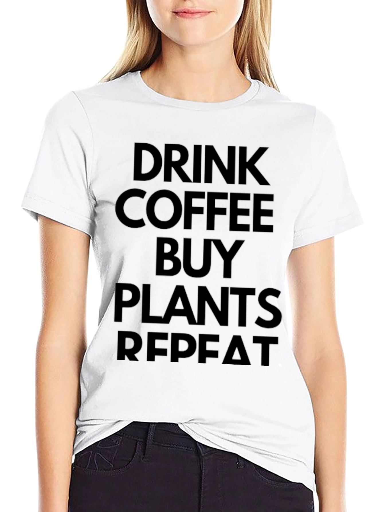 Drink Coffee Buy Plants Repeat Black T-Shirt