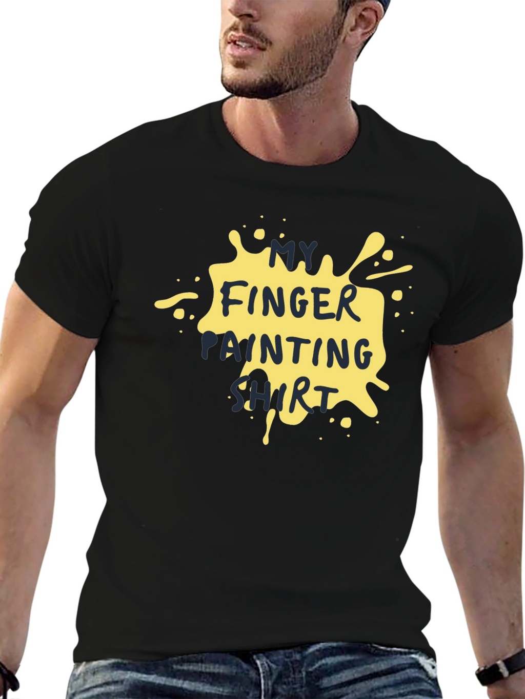 Funny Finger Painting Shirt - Black Cotton Tee