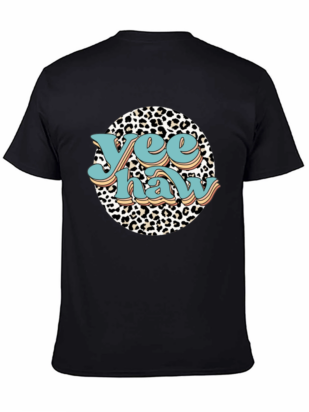 Yee Haw Leopard Print Graphic Tee - Black