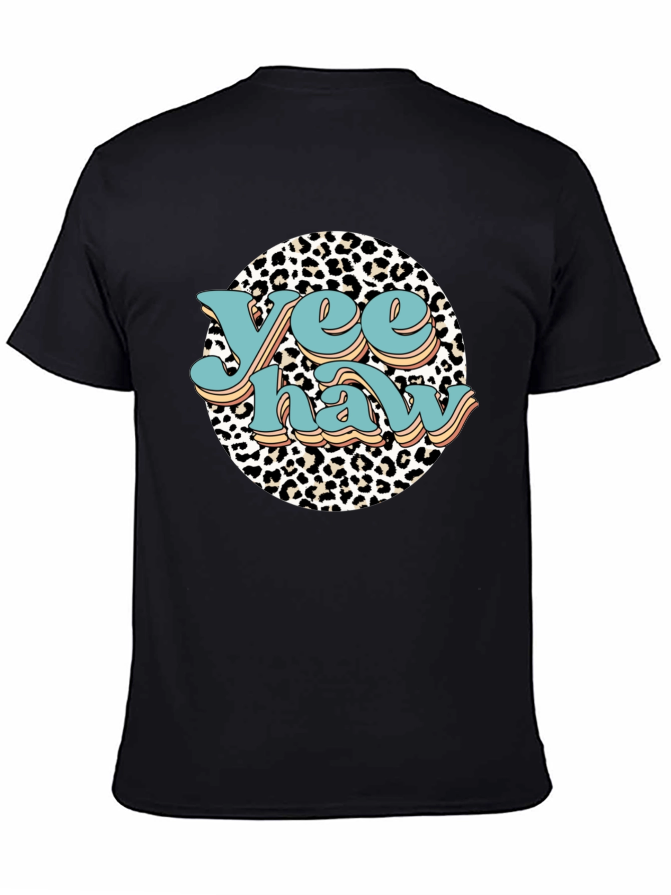Yee Haw Leopard Print Graphic Tee - Black