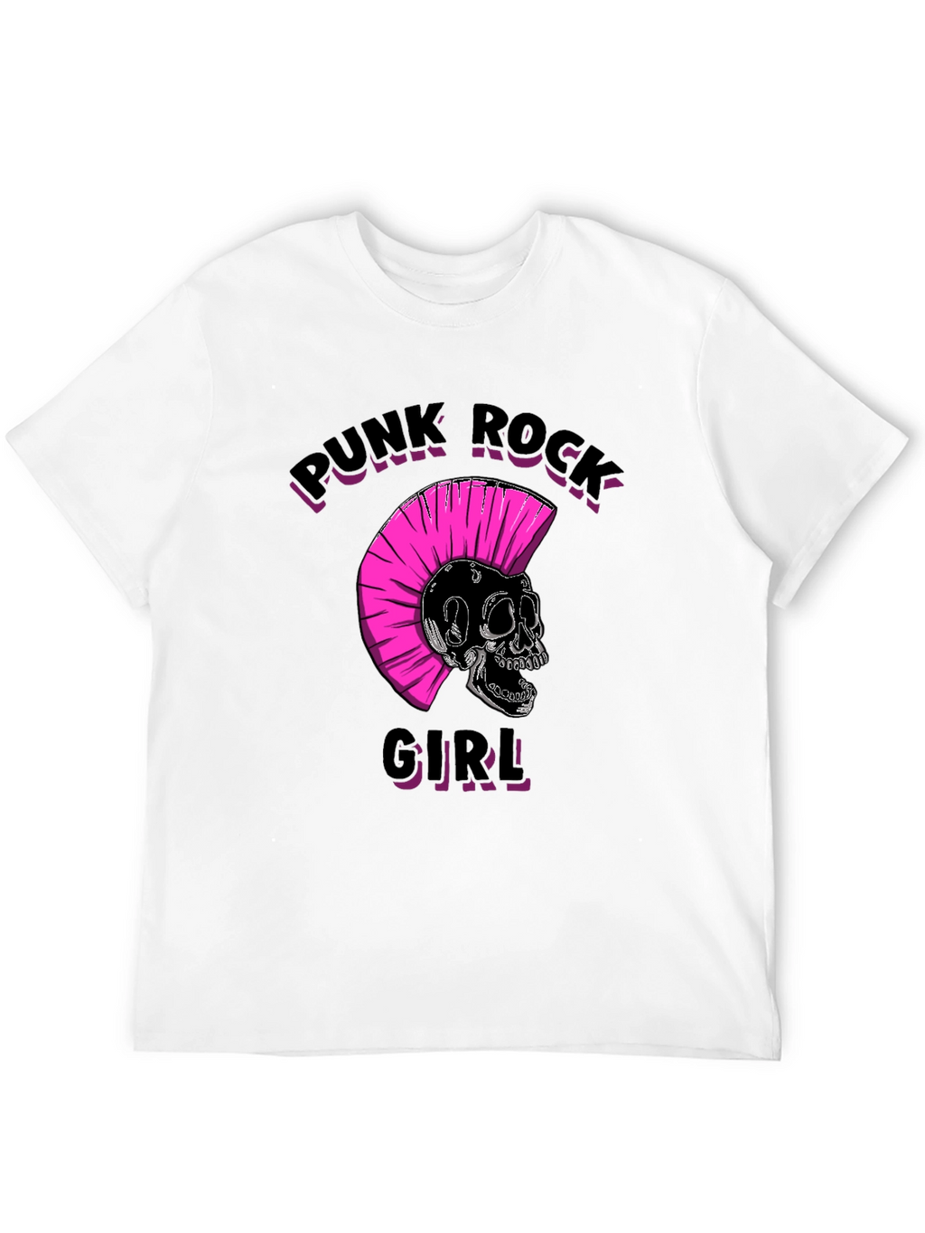 Punk Rock Girl Graphic Tee - Black Unisex T-Shirt