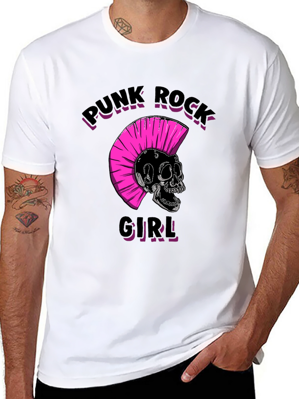 Punk Rock Girl Graphic Tee - Black Unisex T-Shirt