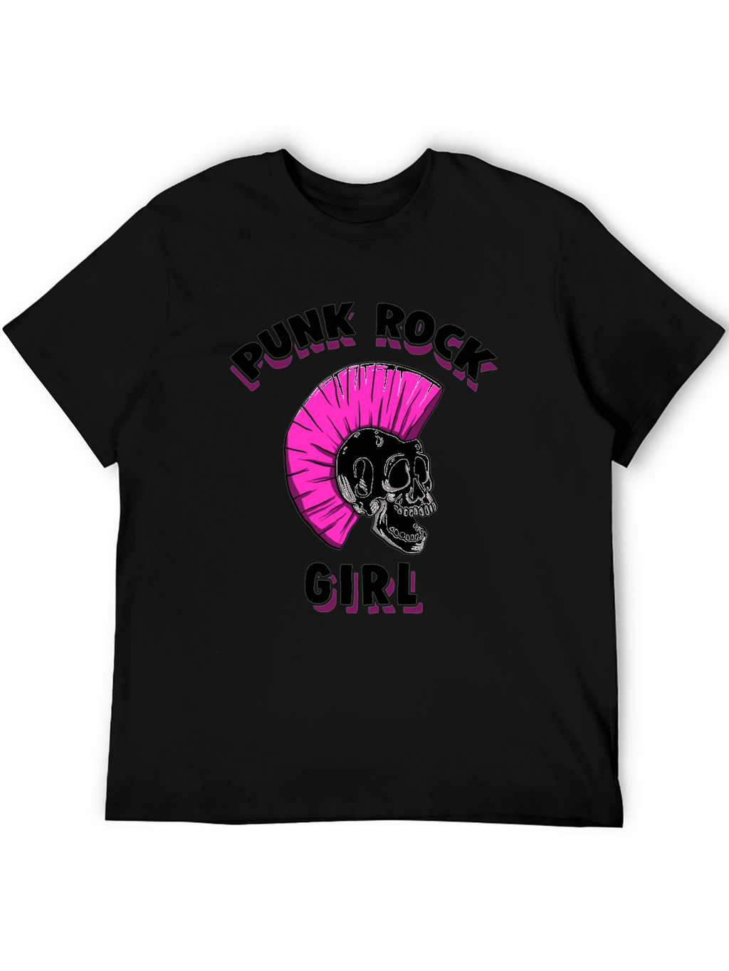 Punk Rock Girl Graphic Tee - Black Unisex T-Shirt