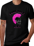 Punk Rock Girl Graphic Tee - Black Unisex T-Shirt
