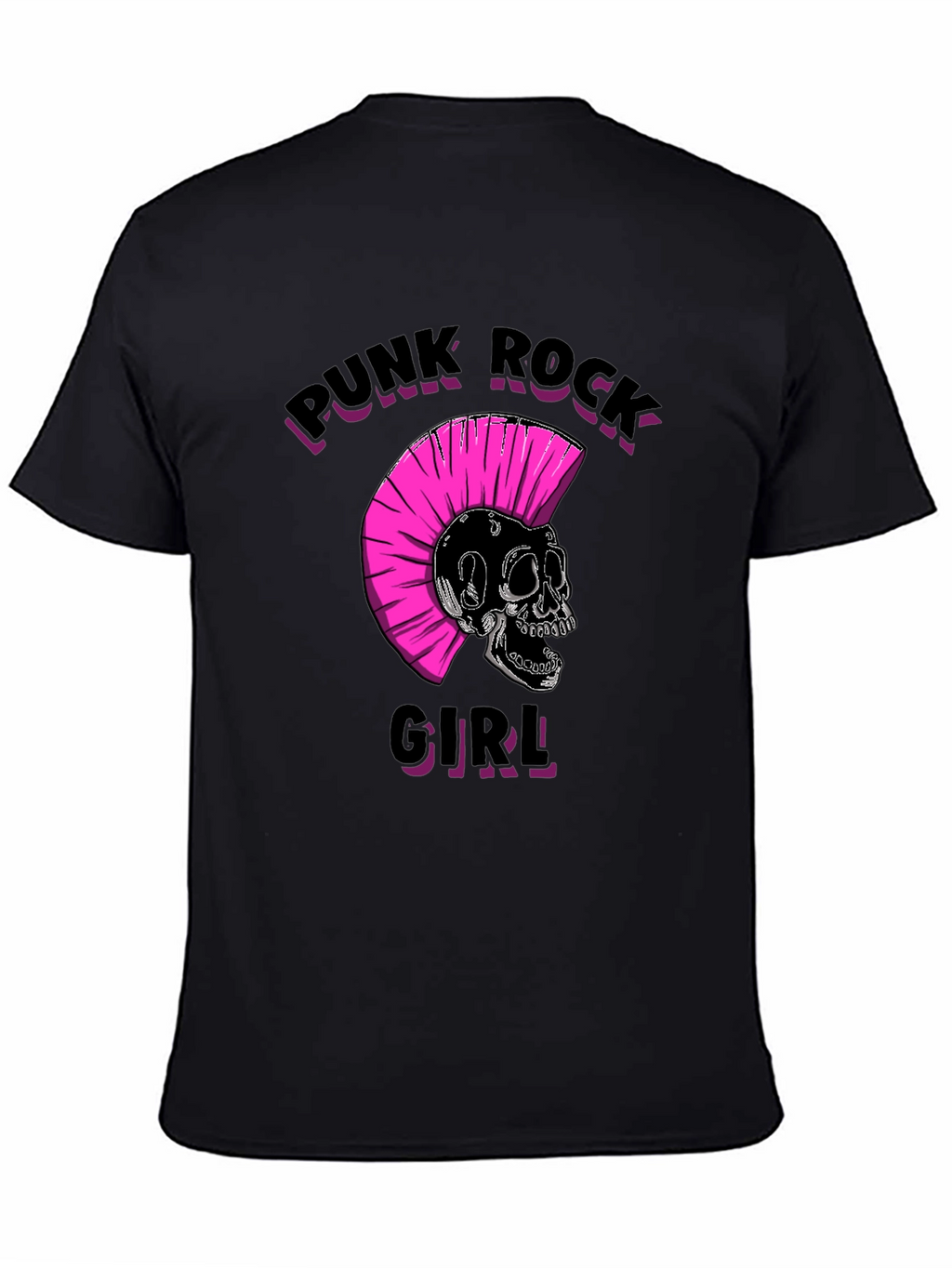 Punk Rock Girl Graphic Tee - Black Unisex T-Shirt