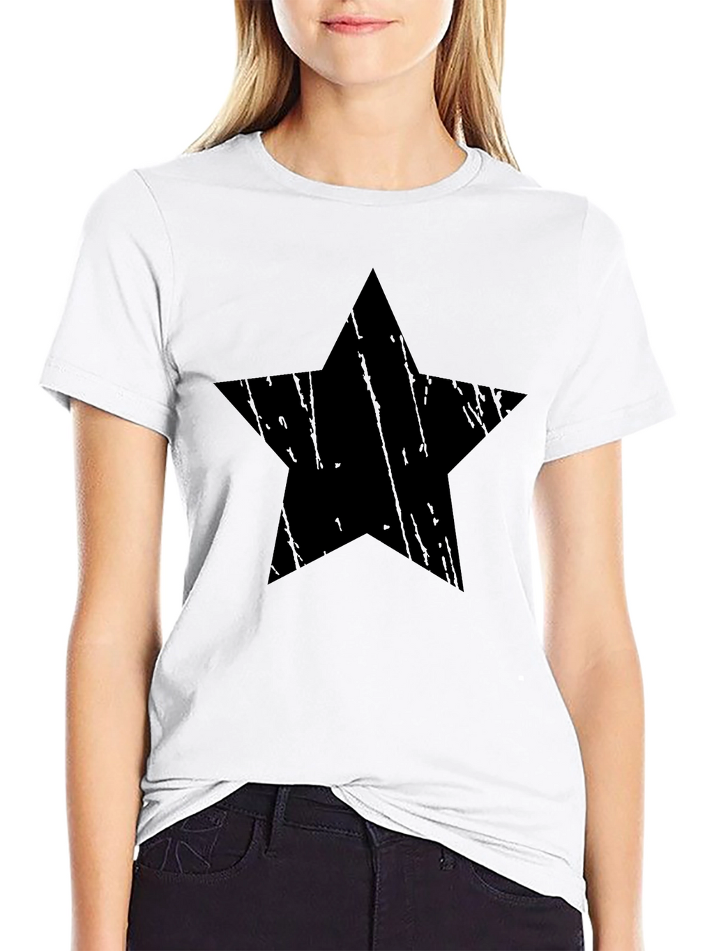 Distressed Star Graphic Black T-Shirt - Mens Casual Tee