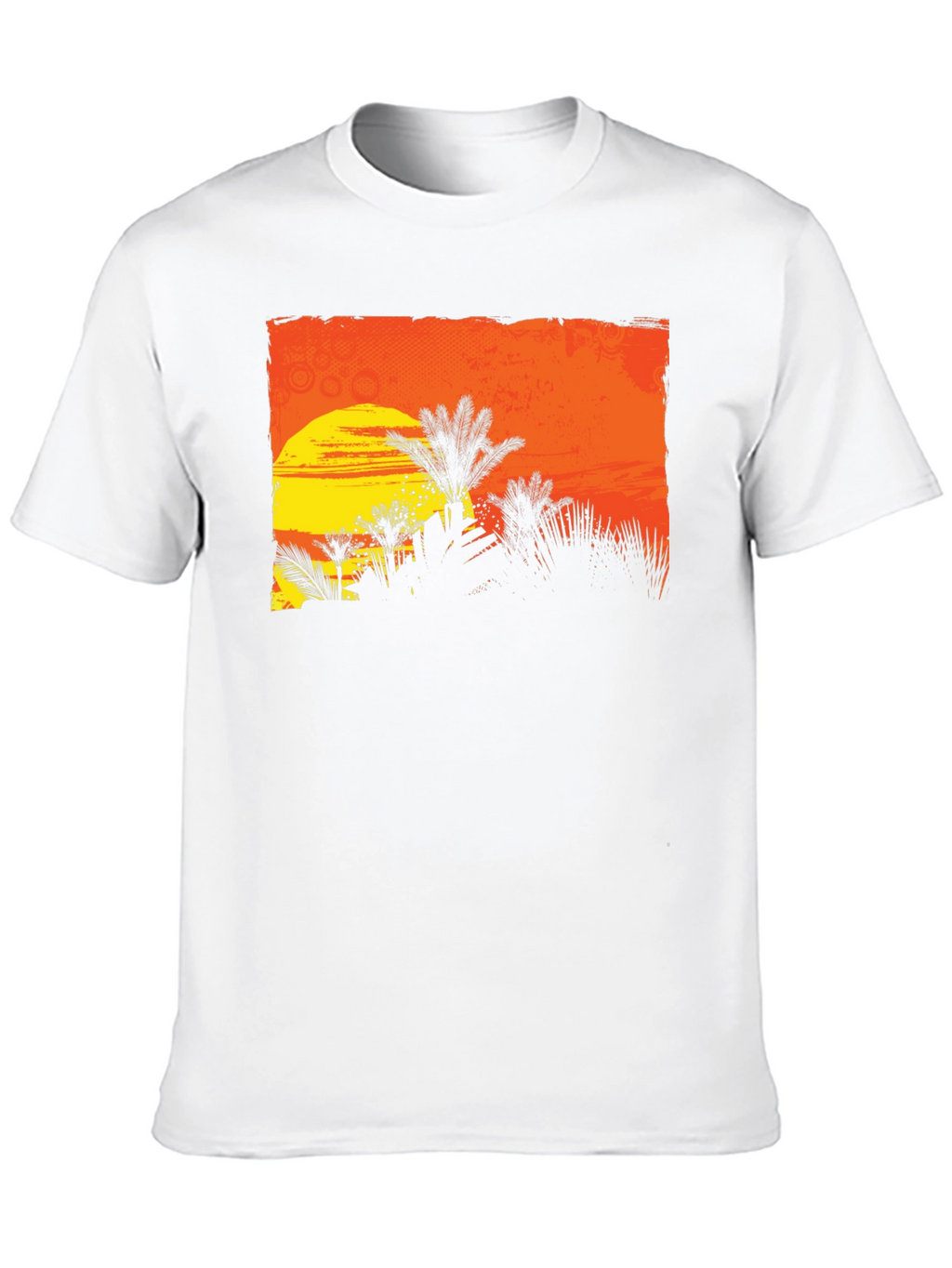 Sunset Palm Tree Graphic Tee - Black