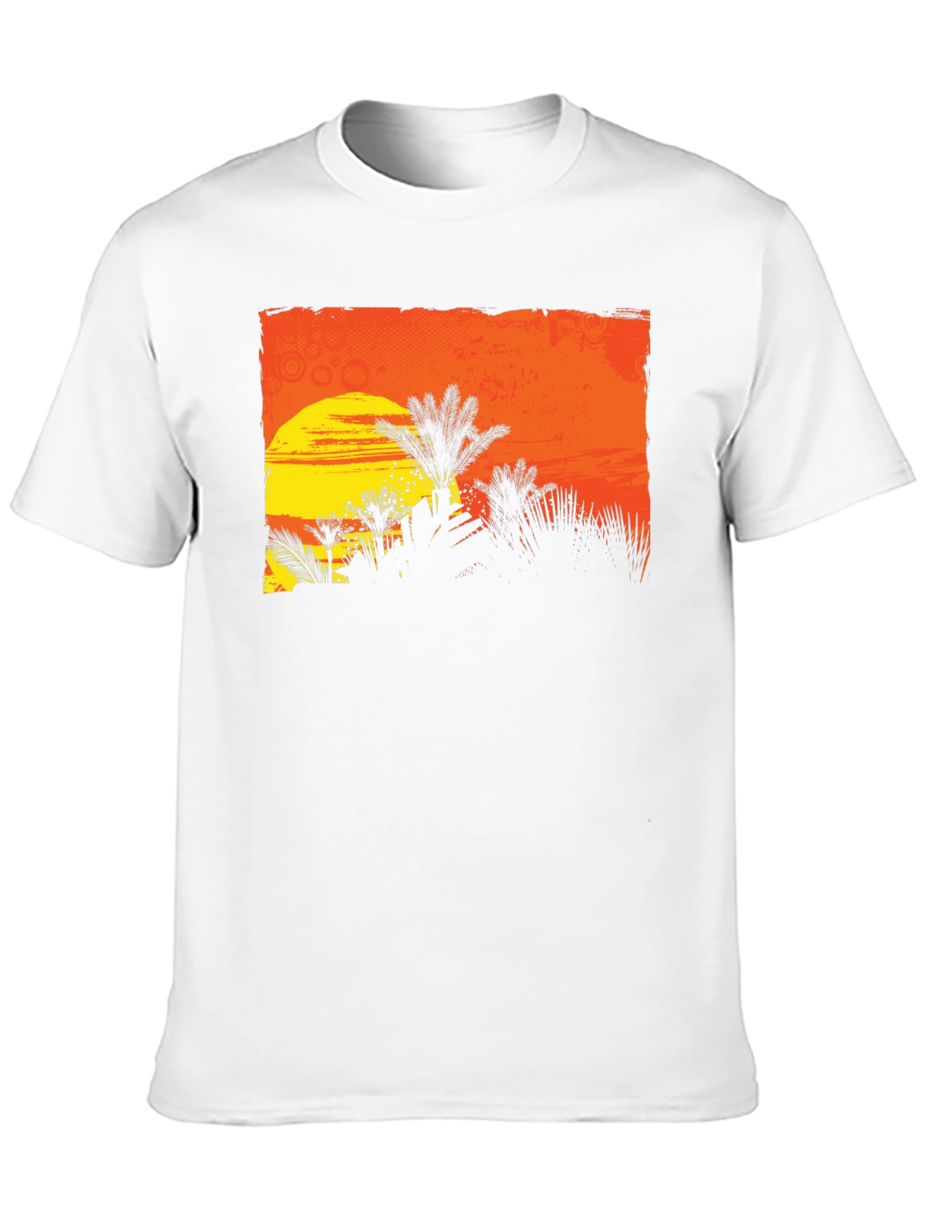 Sunset Palm Tree Graphic Tee - Black