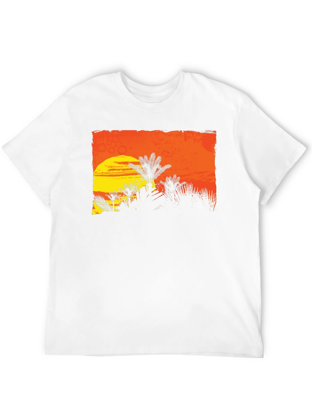 Sunset Palm Tree Graphic Tee - Black